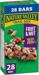 NATURE VALLEY - VALUE PACK SIZE - Fruit and Nut, Almonds, Raisins, Peanuts, Cranberries Granola Bars, Pack of 28 Bars, 980 Grams Package, Whole Grains, No Artificial Colours, No Artificial Flavours