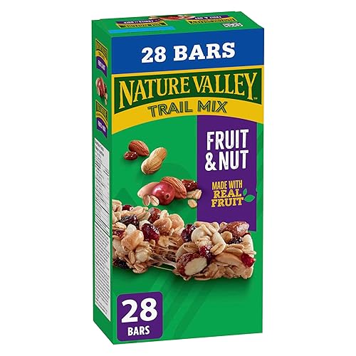 NATURE VALLEY - VALUE PACK SIZE - Fruit and Nut, Almonds, Raisins, Peanuts, Cranberries Granola Bars, Pack of 28 Bars, 980 Grams Package, Whole Grains, No Artificial Colours, No Artificial Flavours - Bars