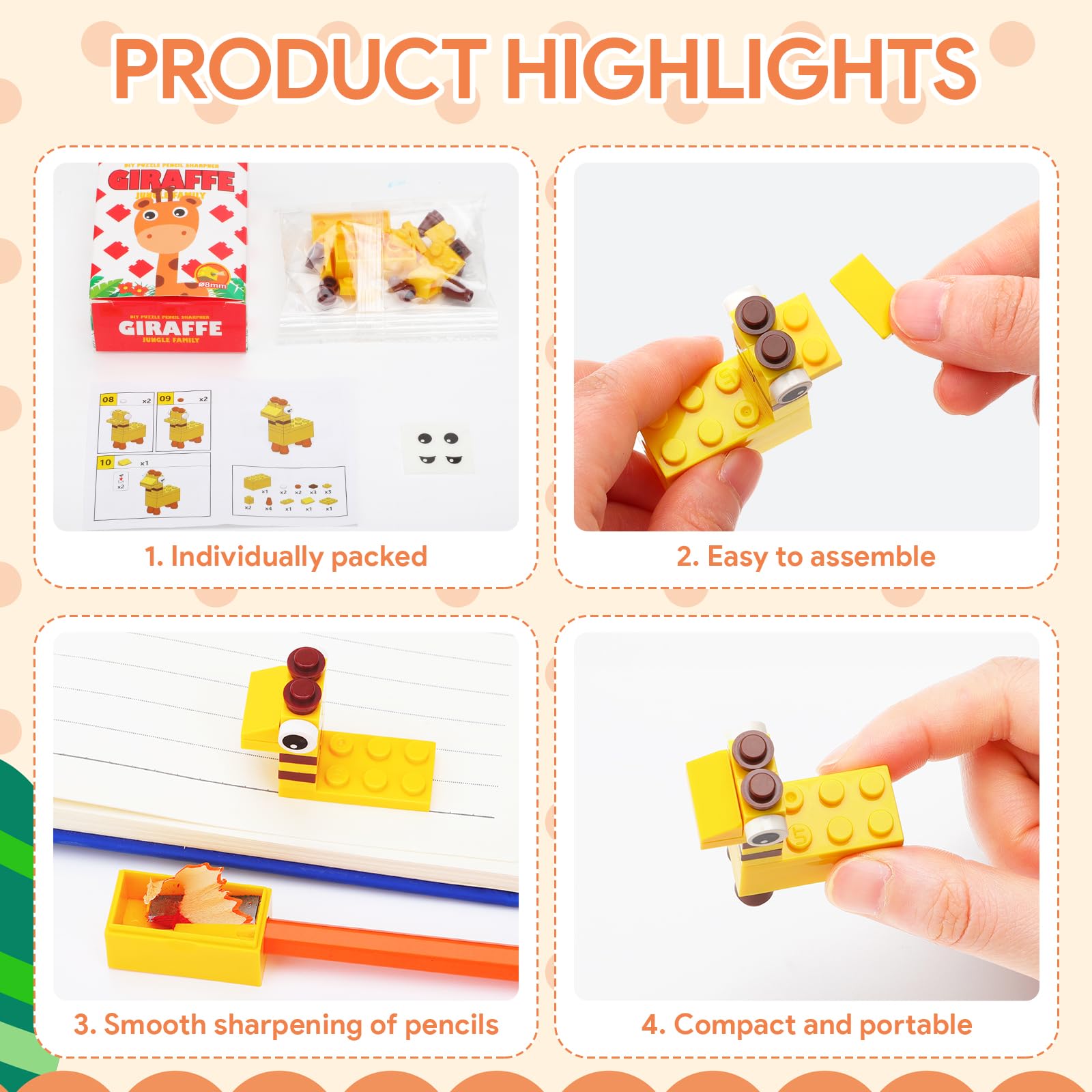 Block Bleistiftspitzer 24pcs, Anspitzer Mit Behälter, Gastgeschenk für Mitgebsel Kindergeburtstag 5 6 7 8 9 10 Jahre, Give Aways Kindergeburtstag Gastgeschenke für Kinder