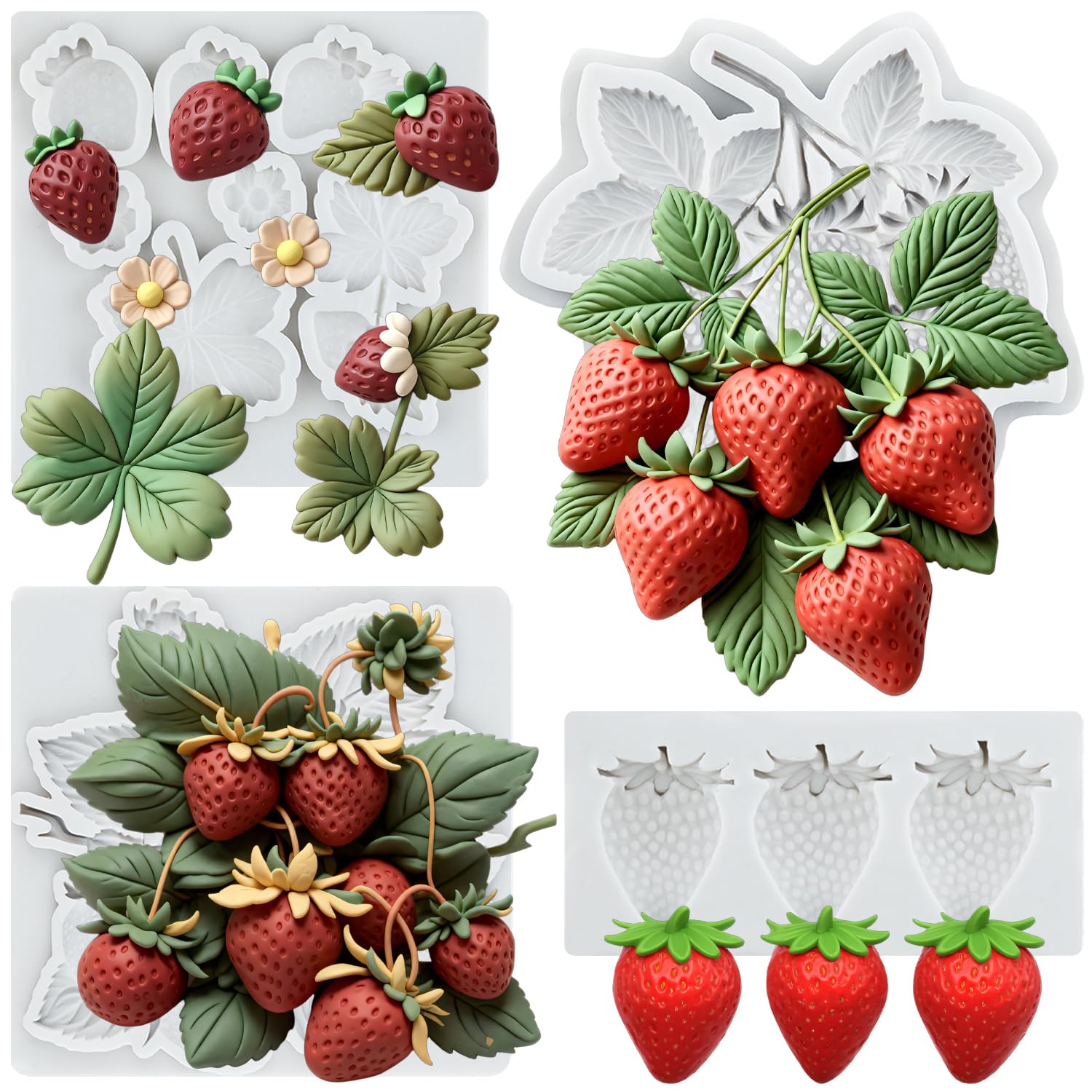 Moule silicone fraise de 4 pièces pour sublimer vos ateliers pâtisserie