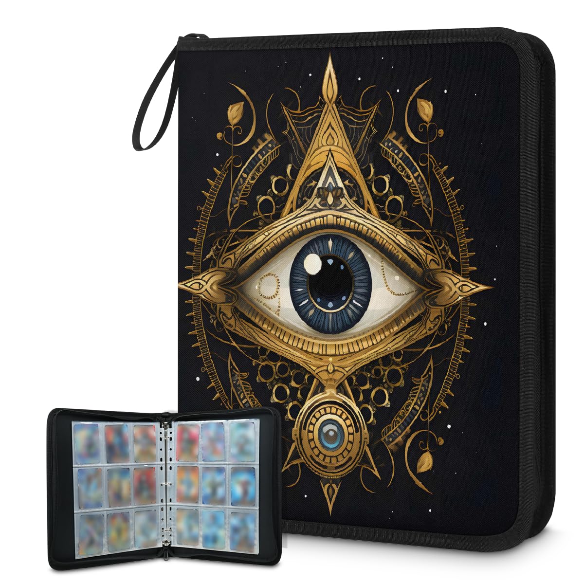 Classeur de cartes 9 pochettes Mexpekil motif Evil Eye pour 900 cartes de collection