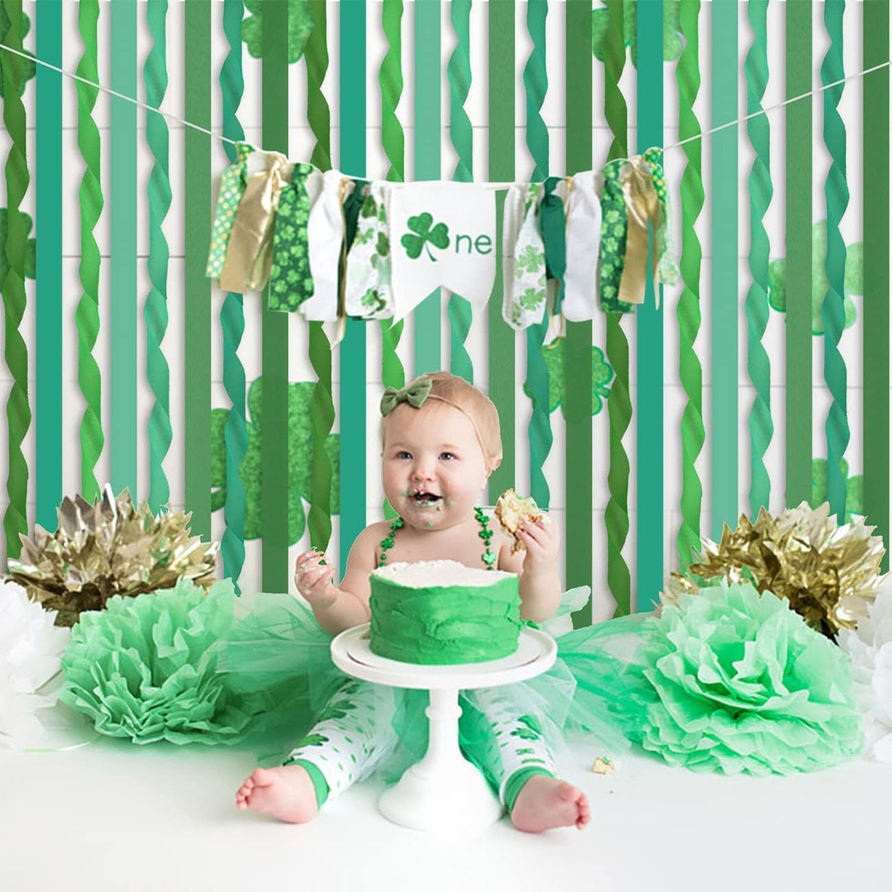 6 Rolls Green Crepe Paper Streamers for St. Patrick's Day Party Decorations-82ft Long and 1.8in Wide
