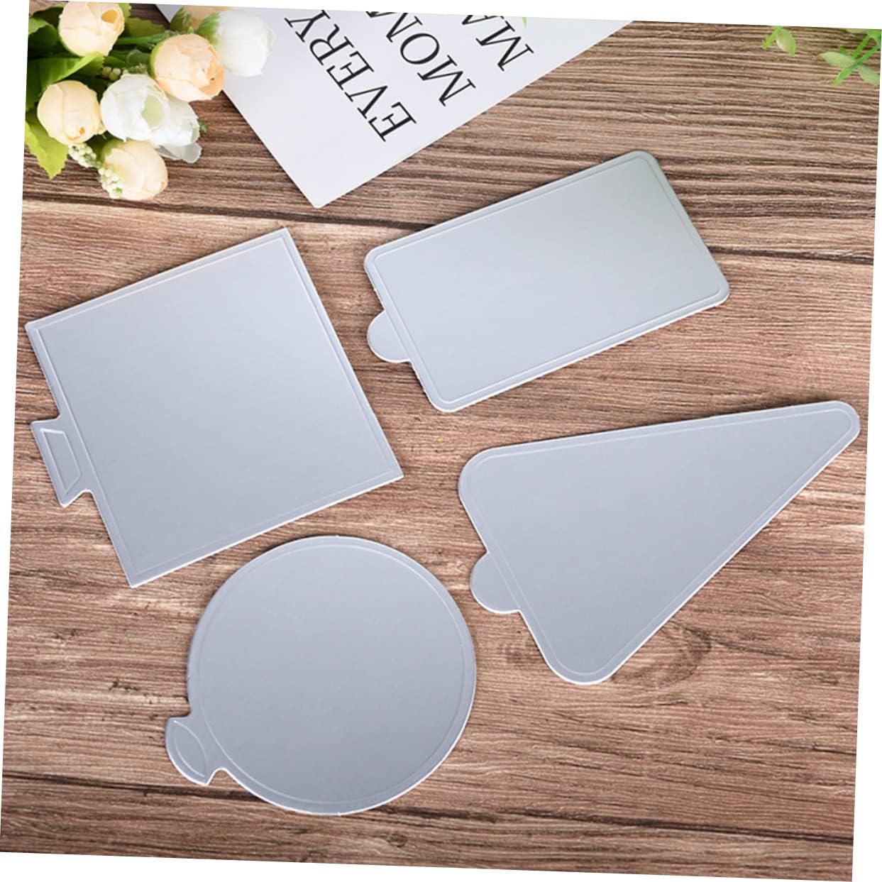 100pcs Silver Cardboard Cake Base for Mousse and Cupcakes Round Paper Serving Tray Disposable Cake Board for Parties Weddings Bakeries and Events