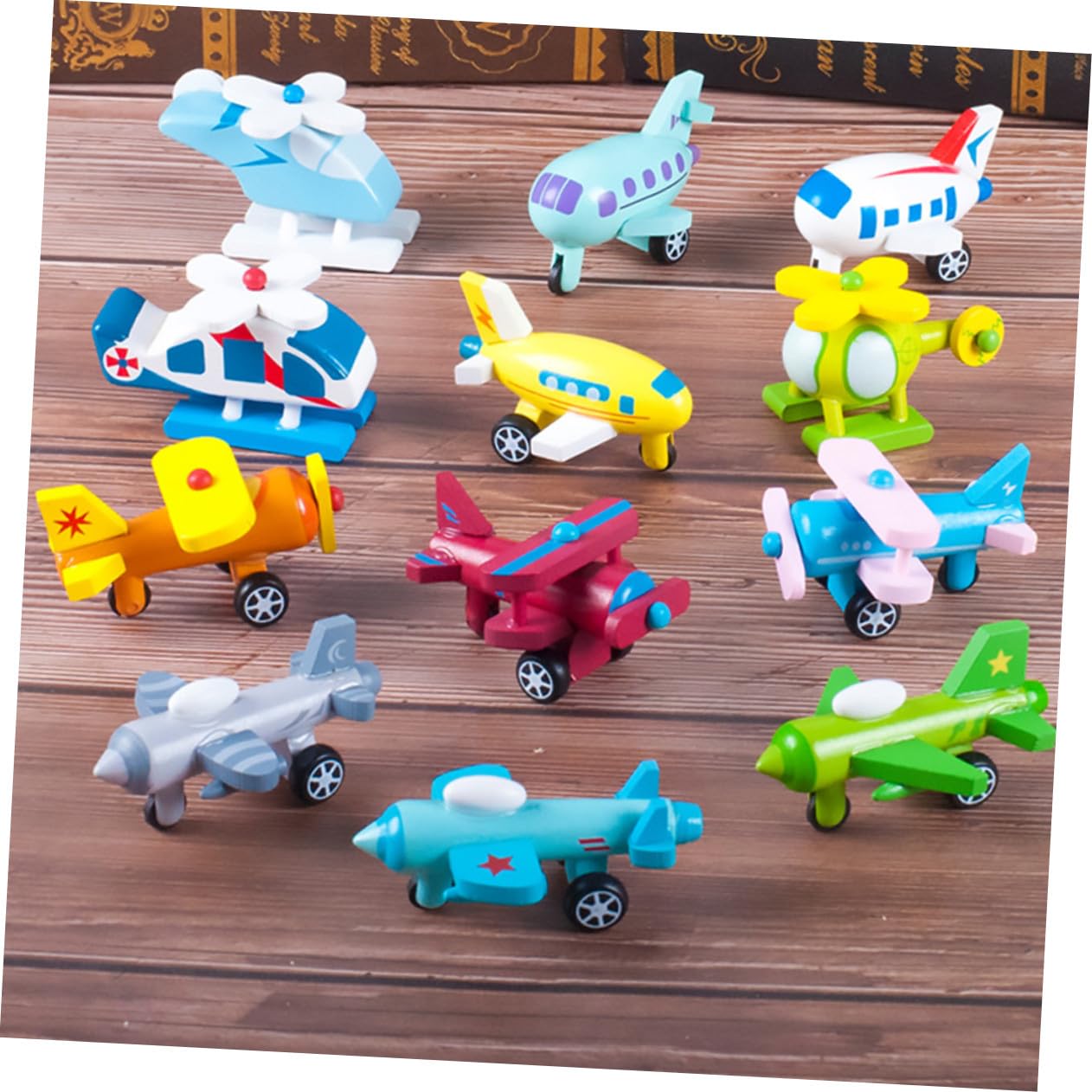 BESPORTBLE Mini Avión de Juguete de Madera para Niños, 12 Piezas