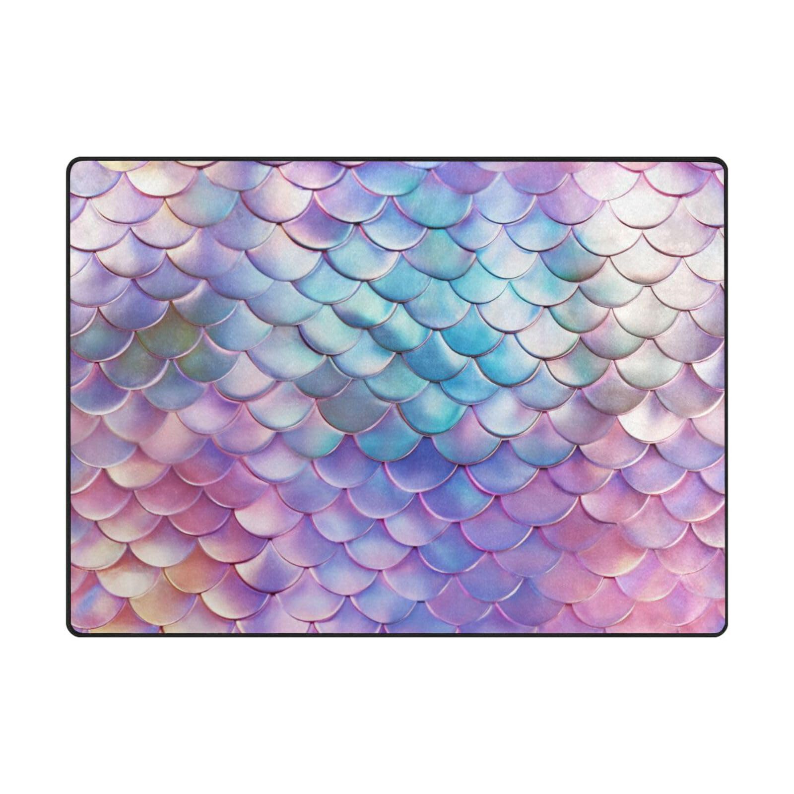 Tapis de sol rose imprimé écailles de poisson pour grand salon chaleureux