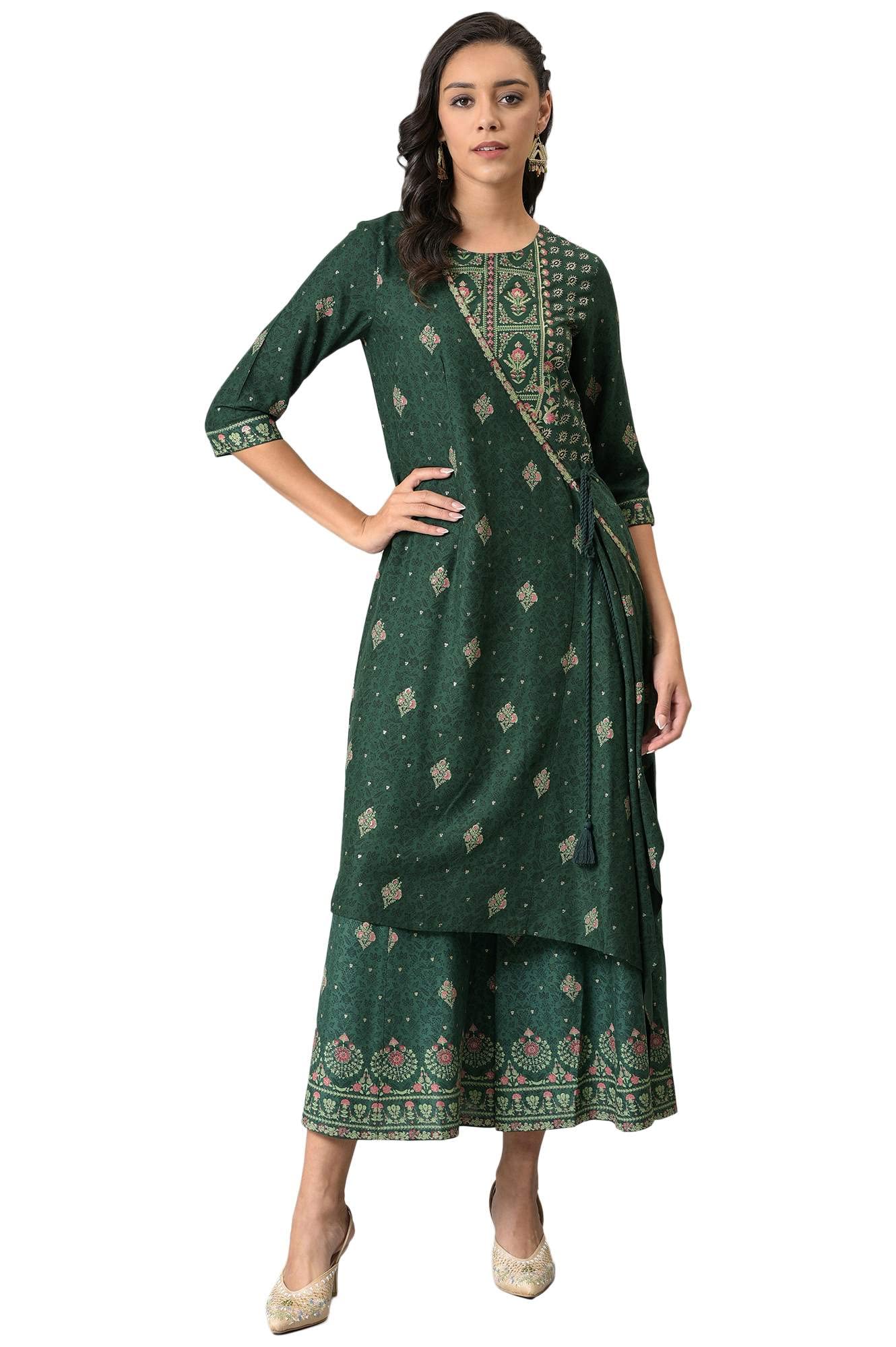w for woman Rayon Printed Angrakha Maxi Jumpsuit for Women, Coordinated Outfit-picture-39