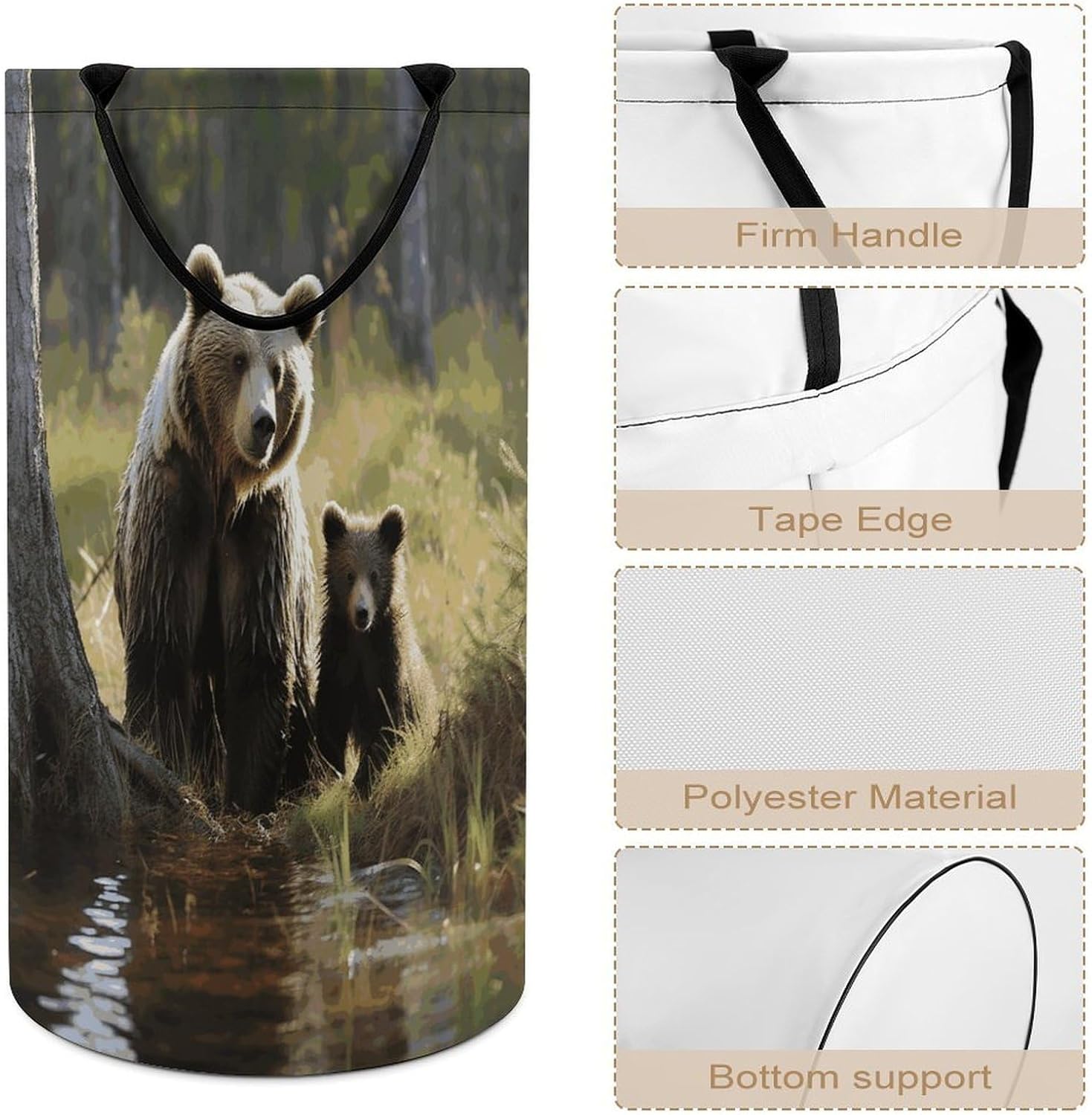 Mother Brown Bears ProtectLarge Capacity Laundry Basket Foldable Handheld Storage Basket Holds Clothes And Toys Essential for Every Home