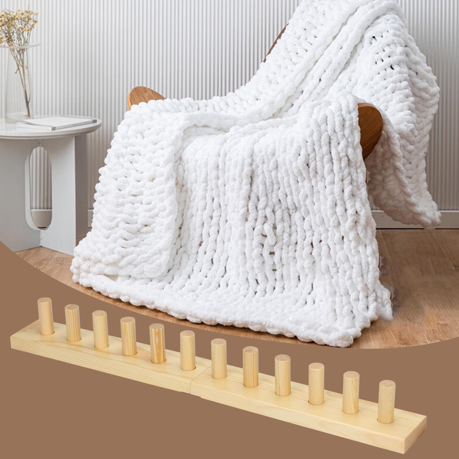 Telaio per coperta a maglia grossa, telaio per coperte spesse per lavorare a maglia e filati spessi, pieghevole e portatile, telaio extra large (61 cm) (1)