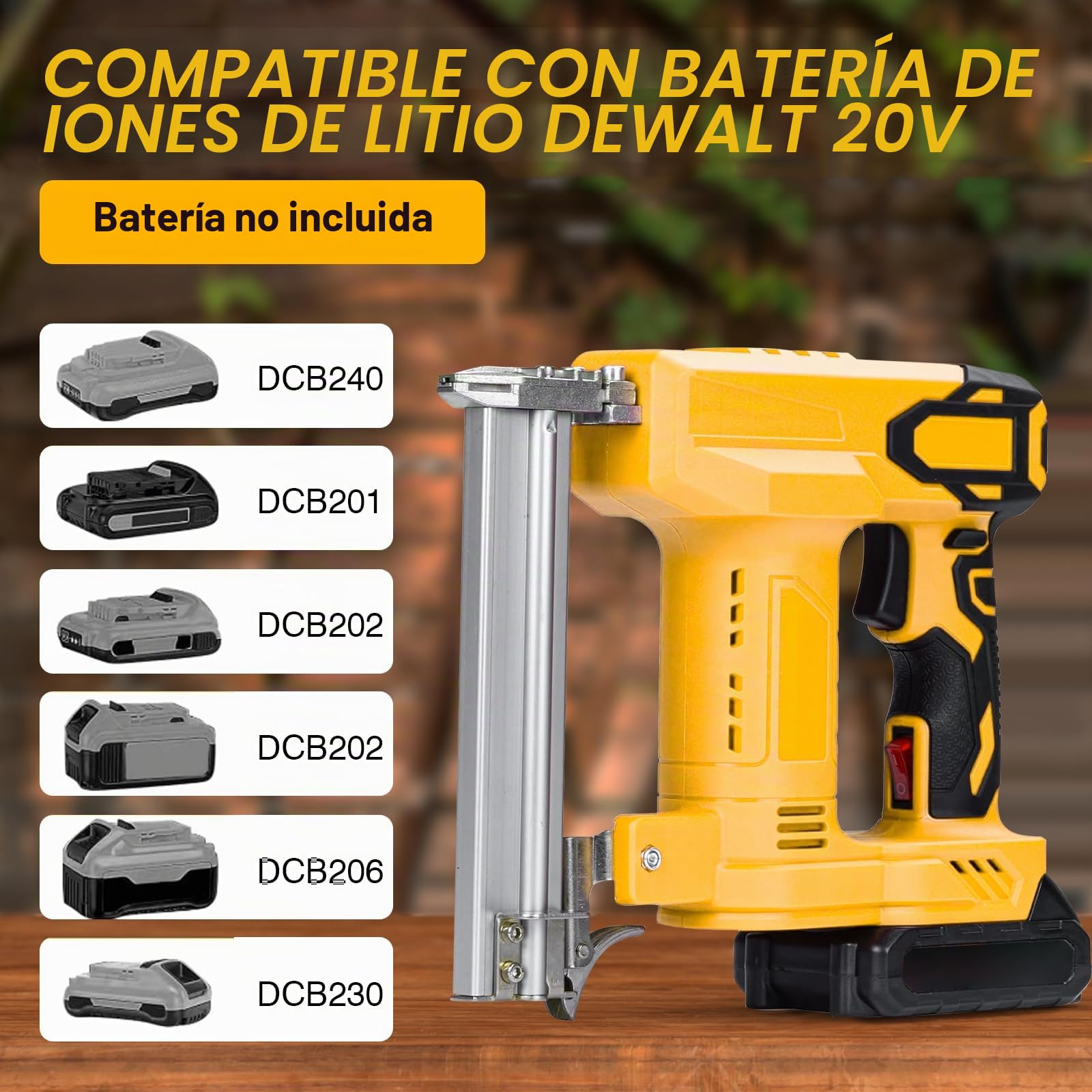 Pistola de clavos compatible con Dewalt de 18 V batería de litio | Grapadora de uñas inalámbrica, 2 en 1 Clavadora bateria Grapadora eléctrica Inalámbrica con 1000 clavos y 500 grapas