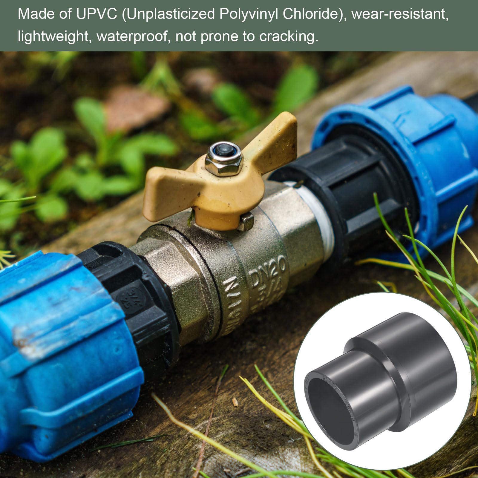 YOKIVE UPVC Reducer Fitting, Straight Adapter Connector Connect Pipe Socket Schedule 80, Great for Bathroom Kitchen - Image 4