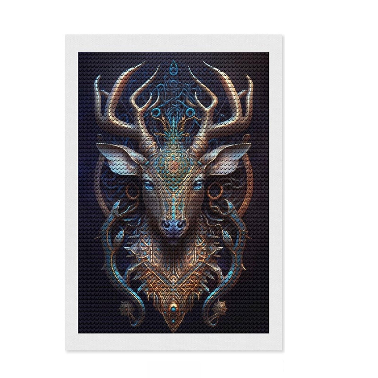Junmoney Mystical Cosmic Deer Diamond Painting Set 8"x12", for Adults, Home Wall Decor, Easy to Enjoy, Christmas Gift, Nice Detail and Sparkle
