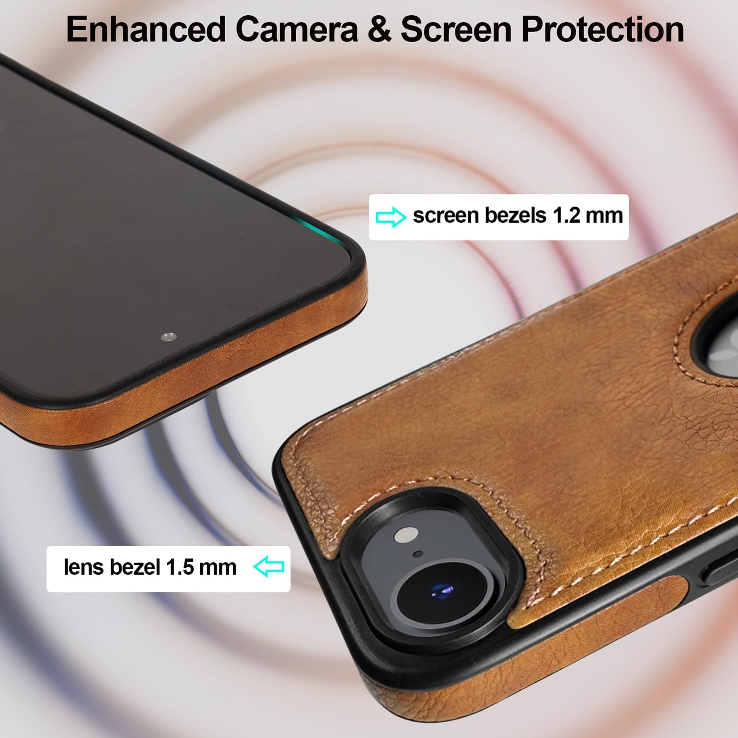 Leather Case for iPhone 16e Case, Protective Slim with Kickstand Shockproof Phone Cases, Built-in Invisible Stand Compatible with iPhone 16e 6.1'', Brown - Image 4