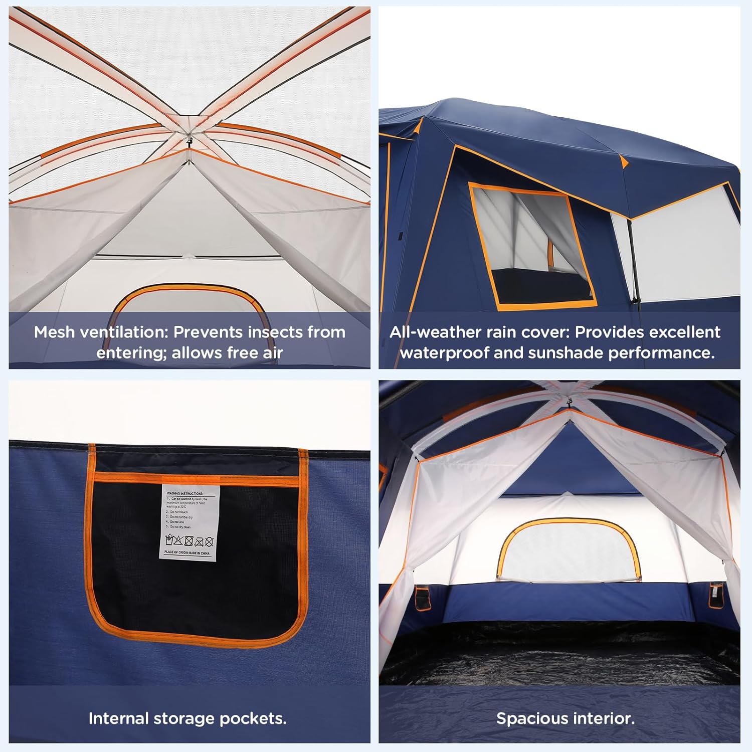 COBIZI Tents for Camping 4/6/8/10/12 Person Camping Tent with Rainfly and Screen, Easy Setup Lightweight Portable Waterproof Outdoor Tent with Carry Bag for Backpacking, Hiking, Family Travel