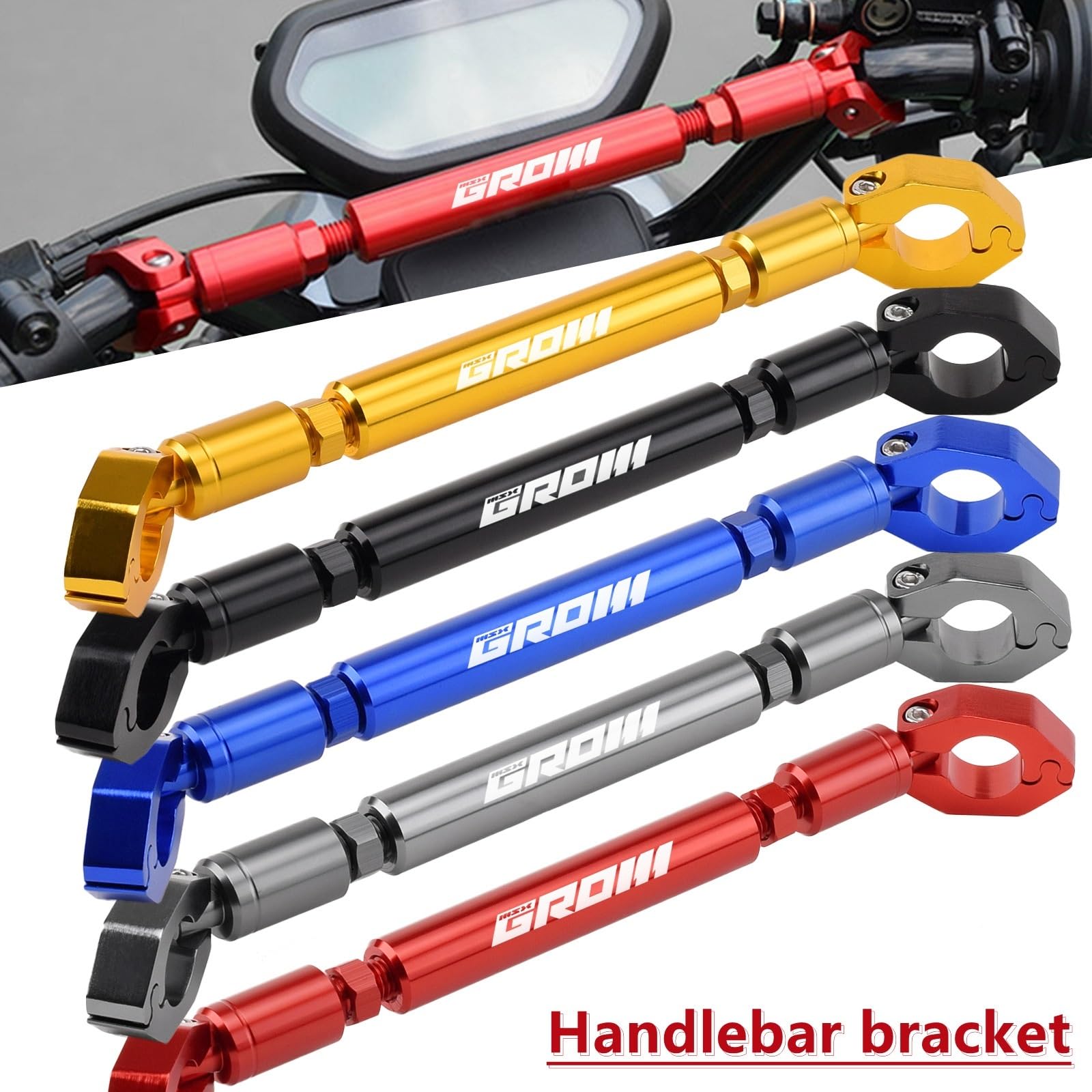 Motorrad Balance Lenker Für H&ONDA MSX 125 MSX125 GR&OM SF Telefon Halterung Einstellbare Multifunktions Querstange Lenker Balance Bar(Red)