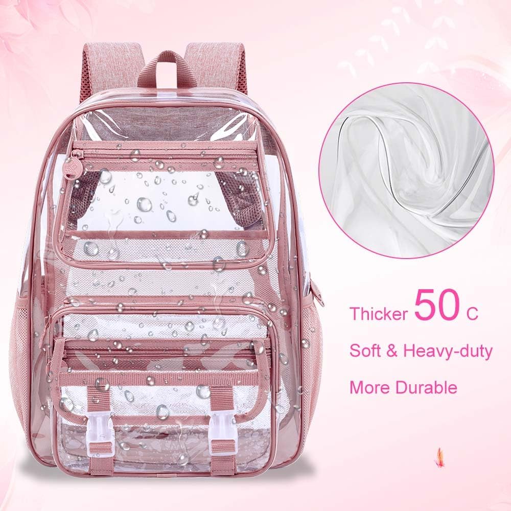 UFNDC 3PCS Clear Backpack Heavy Duty, See Through School Bag for Girls, Sequins Transparent Bookbag for Women - Image 3