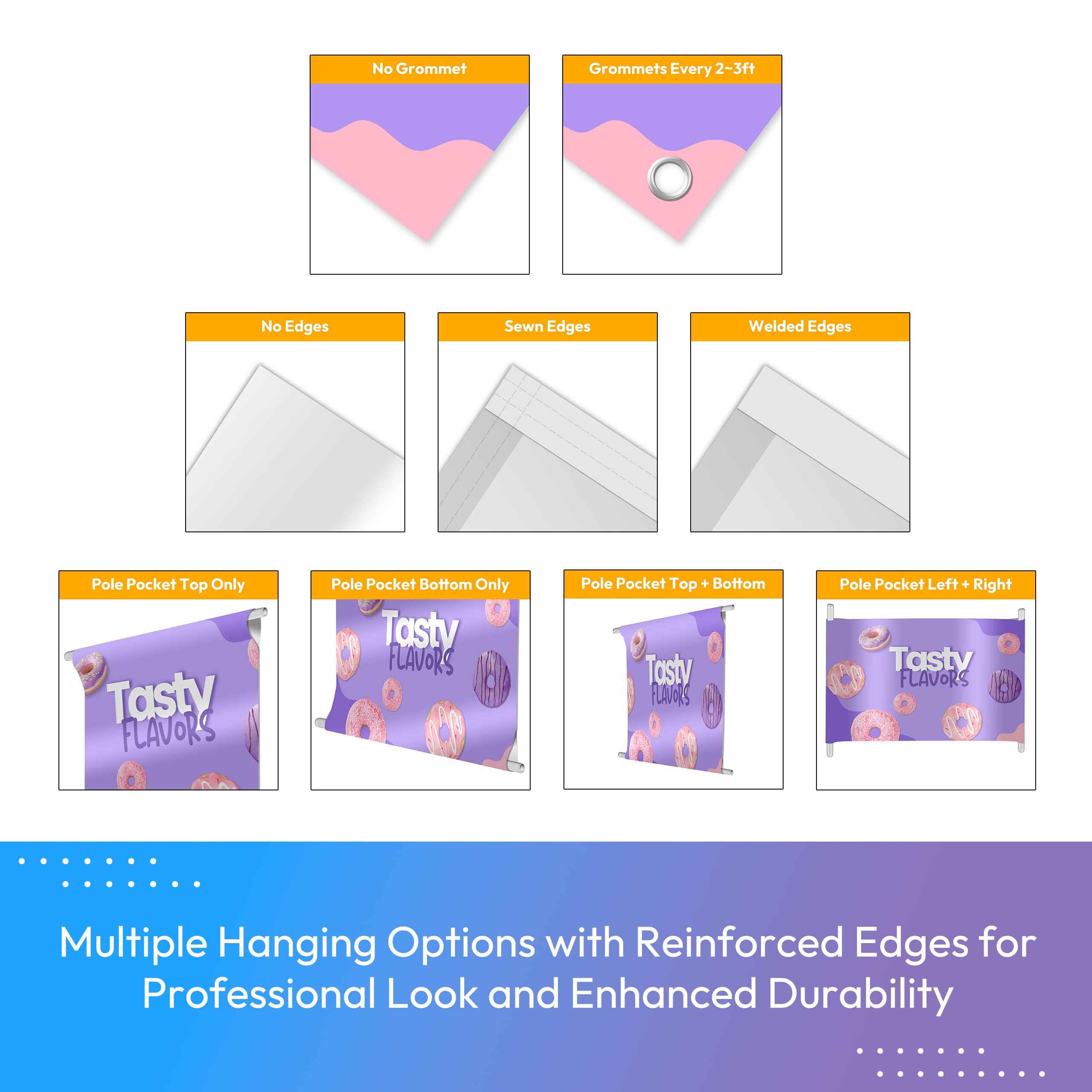 Custom Vinyl Banner Personalized HD Printing for Indoor/Outdoor - Perfect for Business Events, Graduation, Birthdays, and Parties - 1 or 2-sided Print, Grommets/Pole Pockets, Reinforced Edge - 3x6ft