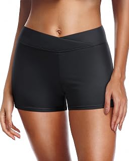 Yonique Women's Swim Shorts with Tummy Control - Quick-Dry Boy Shorts Bathing Suit Bottoms, Plus Sizes