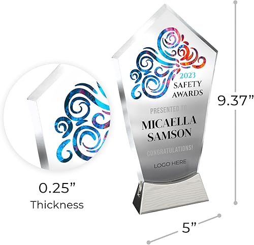 Vista 4 de Placa de vidrio personalizada de 9 1/4 pulgadas, placa de jubilación y empleado – Premio y trofeo personalizados – Regalo de agradecimiento