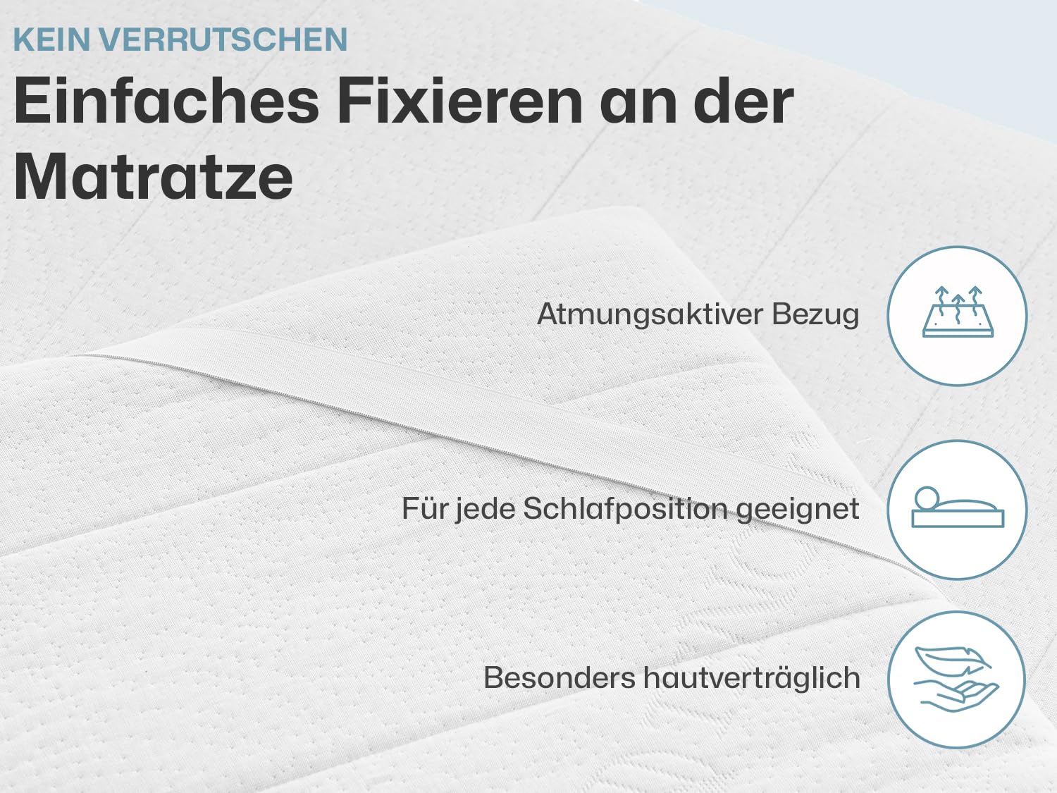 Ravensberger Gel Topper Gel-LUX - Härtegrad H2/H3, mittel - 50-110 kg - 180 x 200 cm, Höhe 7 cm - Matratzenauflage aus Gelschaum mit Funktions-Bezug, allergikerfreundlich