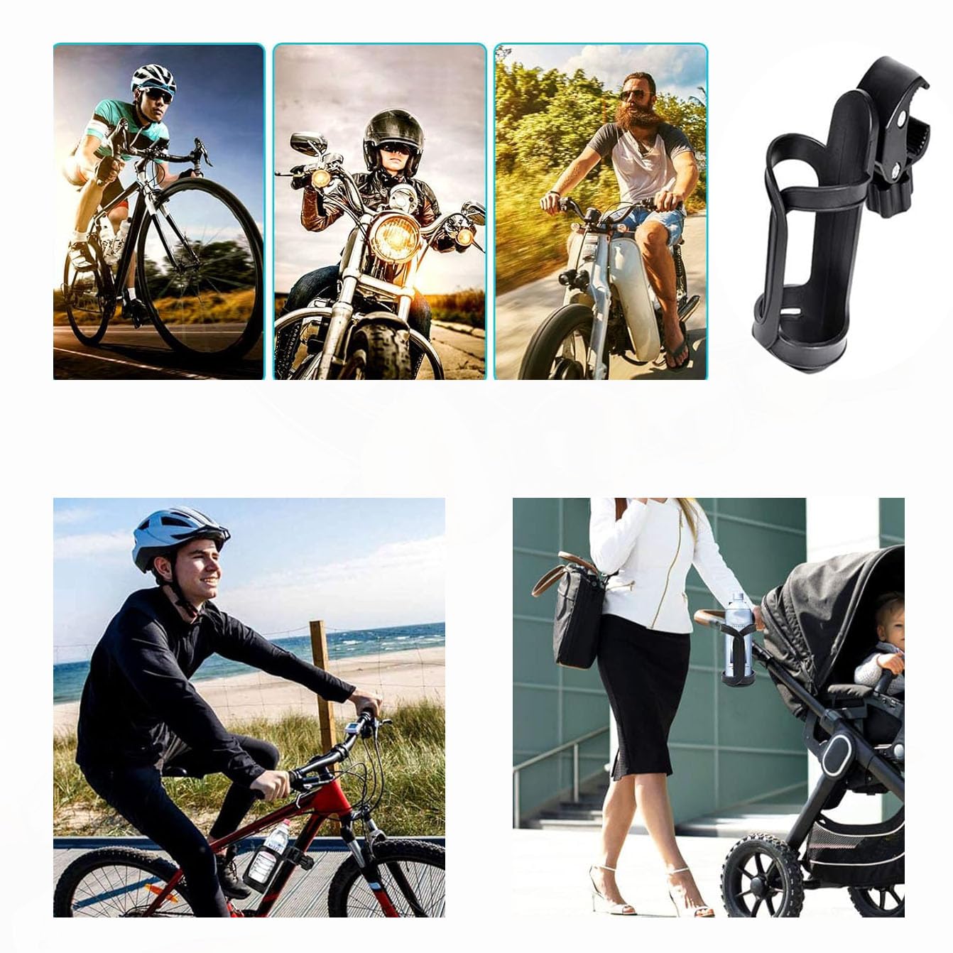 Flaschenhalter Fahrrad,2 PCS Getränkehalter für Kinderwagen,Universal Getränkehalter für Fahrrad, Flaschenhalter Wasser Becherhalter für Fahrrädern,Mountainbike,Kinderwagen und Rollstuhl Sport & Freizeit