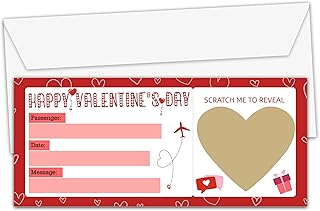 Valentines Boarding Pass Ticket - Surprise Reveal Card - Happy Valentine's Day Scratch-off Card With Envelope - Valentine Surprise Trip Gifts for Husband Wife - Travel Gifts for Travel Lovers -25