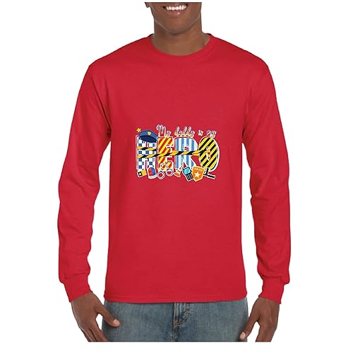 Miniatura 4 de Police Dad Gifts Officer Cop Proud Dad Officer Cop Dad Presents Gifts Black and Muticolor Unisex Long Sleeve T Shirt