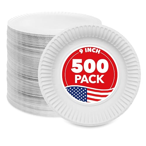 Stock Your Home 9-Inch Paper Plates Uncoated, Everyday Disposable Plates
