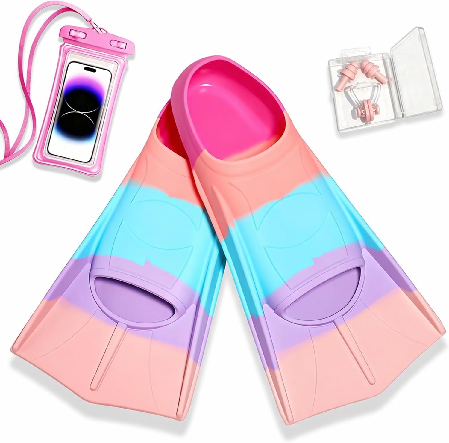 Kids Short Swim Fins,Lap Training Flippers for Youth Beginners Child Adults | Comfortable Silicone Swimming Training Fins for Children,Lightweight Many Size Suitable Beginners Girls Boys Pool Practice