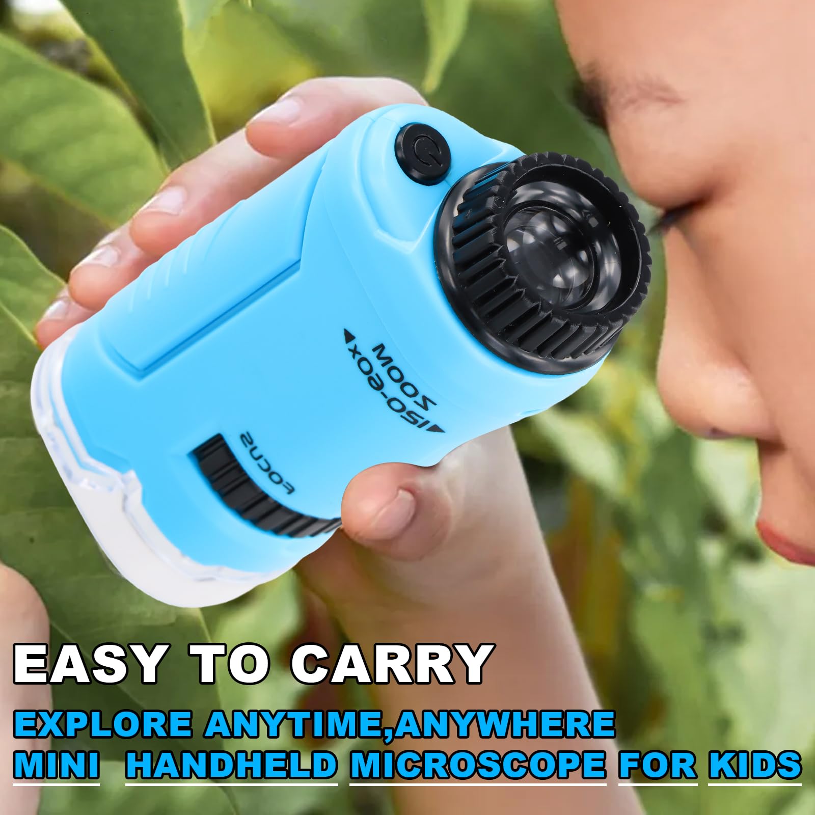 Mini Microscope de Poche Enfant, Microscope Portable 60x-120x avec Lumières LED pour l'Observation Microbiologique, l'Apprentissage Préscolaire et l'Étude (Bleu)
