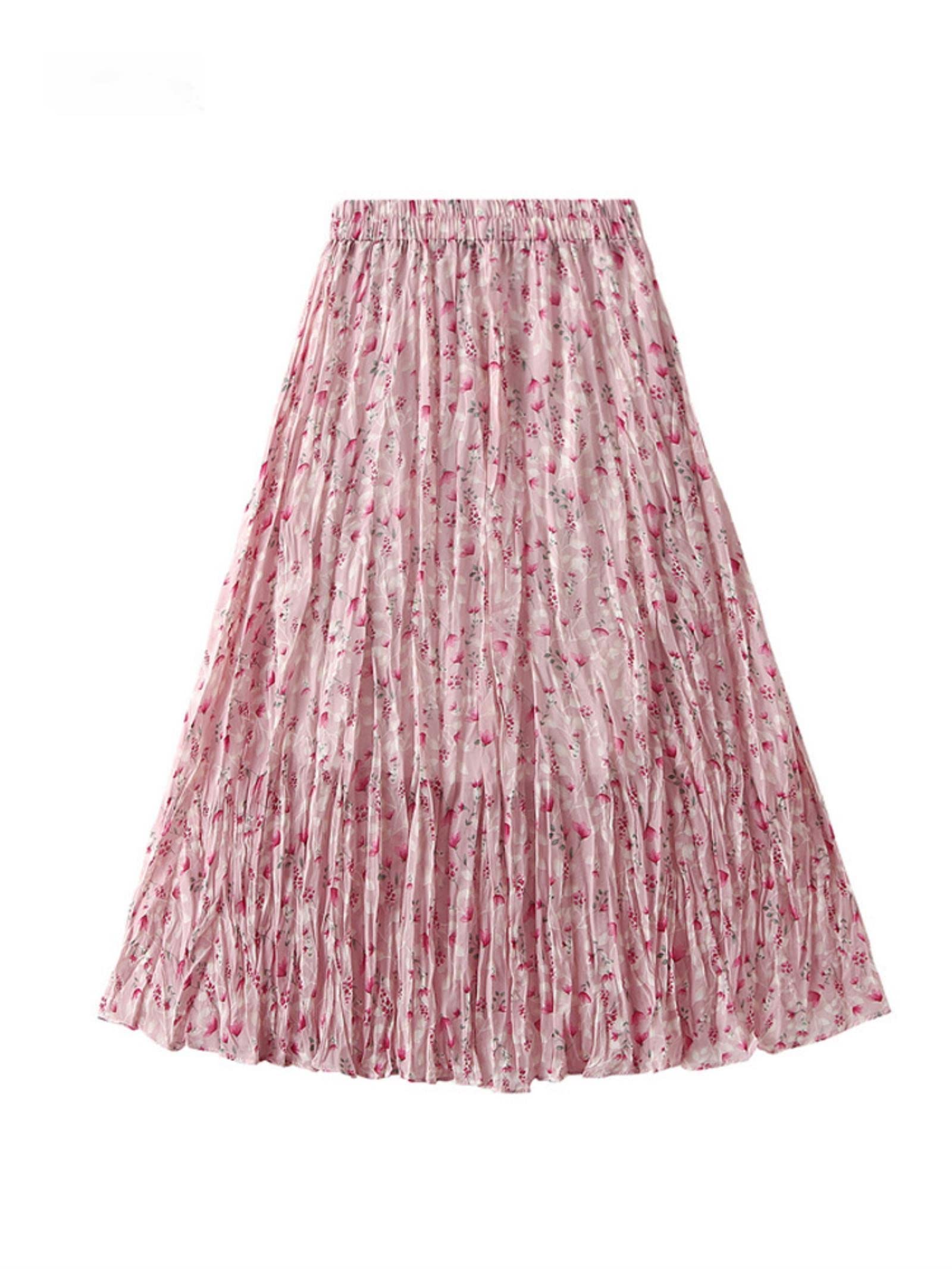 Gonna Gonna Floreale Stretch High Vita Gonna A-Line Chiffon Gonna Vintage Gonna A Pieghe da Donna