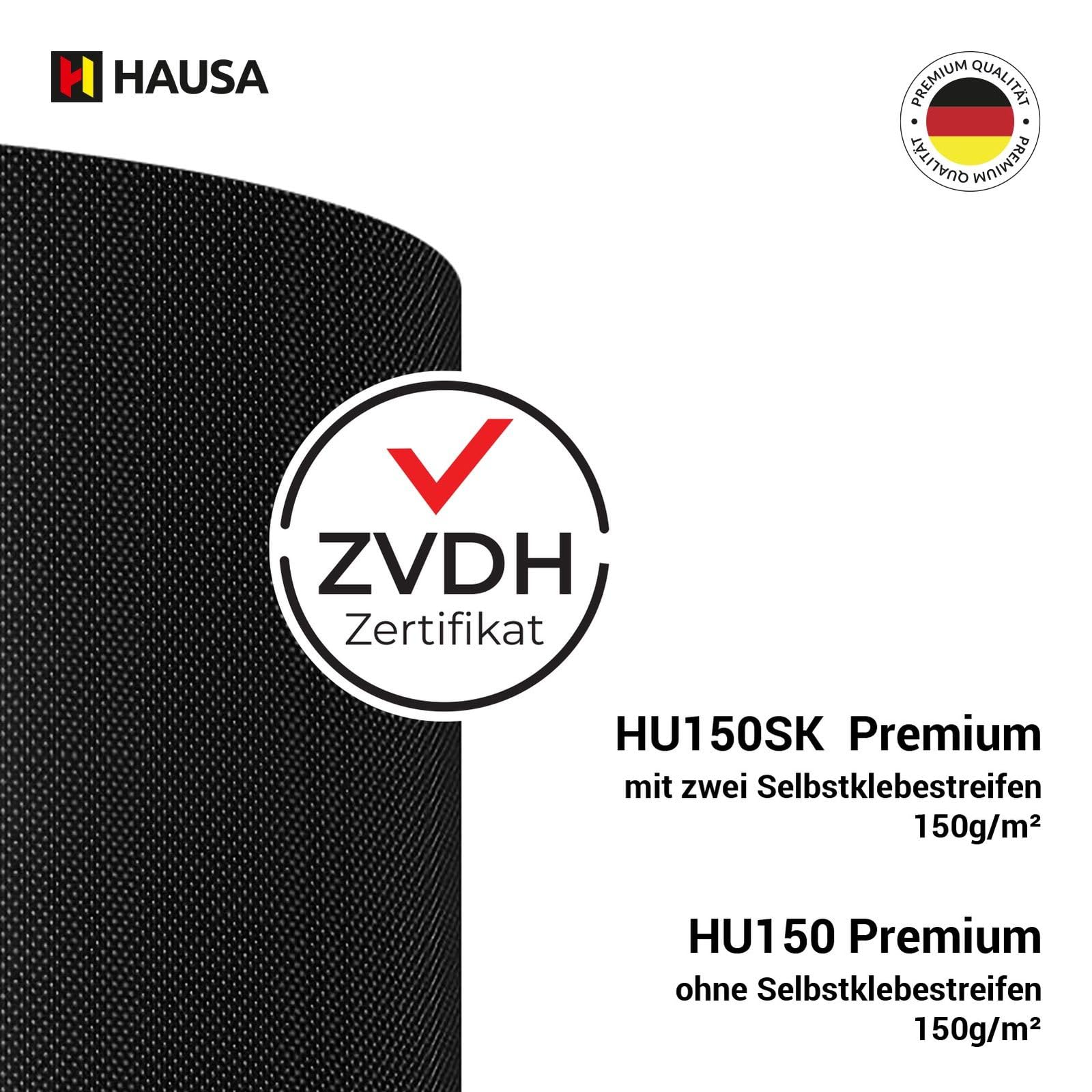 HAUSA Unterspannbahn Premium HU150 150g/m² schwarz 37,5m² (1,5m x 25m) Klasse UDB/USB schlagregensicher diffusionsoffen UV-beständig