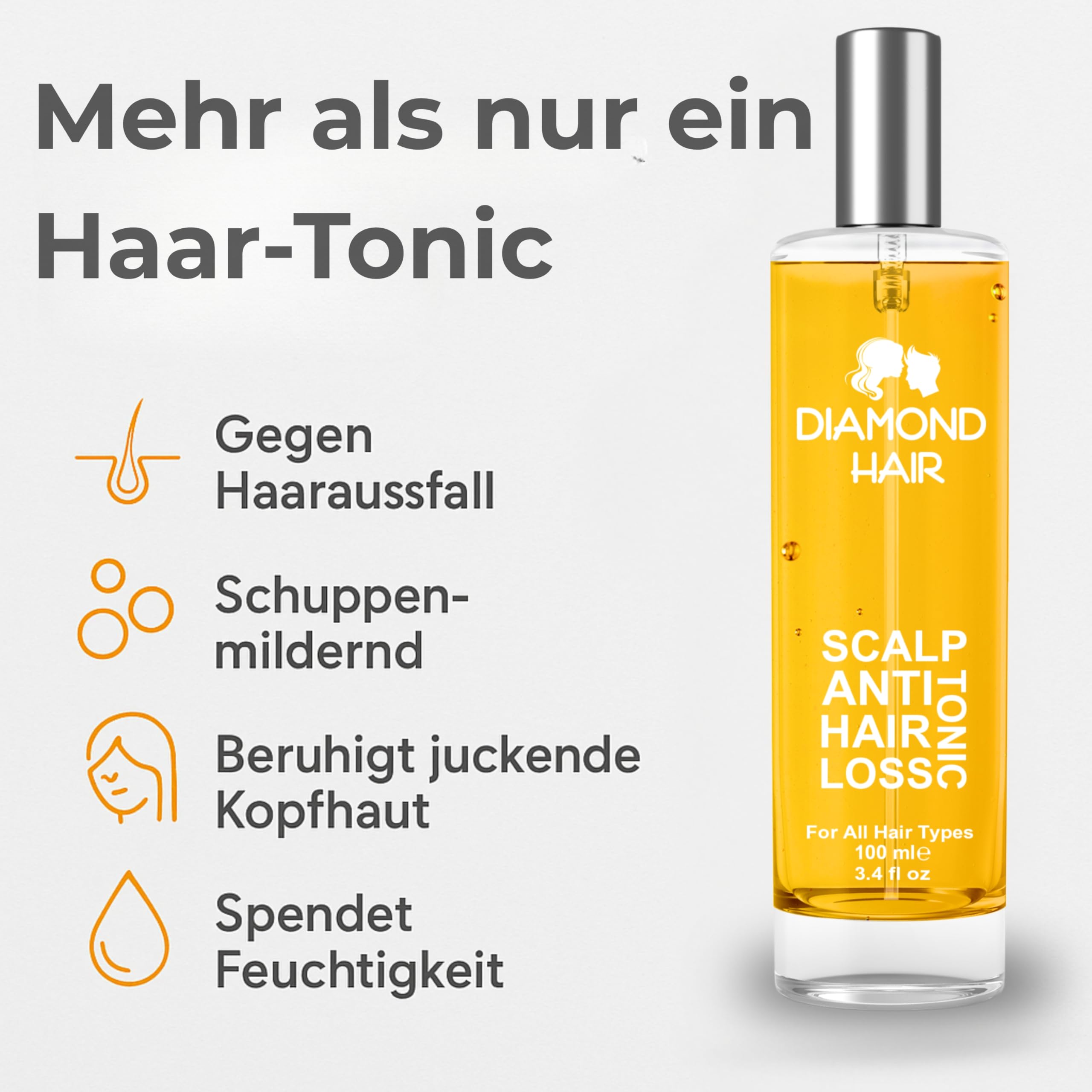 Diamond Hair Scalp Spray tonique anti-perte de cheveux 100 ml – Soin des cheveux à l'huile de romarin pour hommes et femmes, alternative Minoxidil, unisexe, pour adultes, pour démangeaisons, cuir
