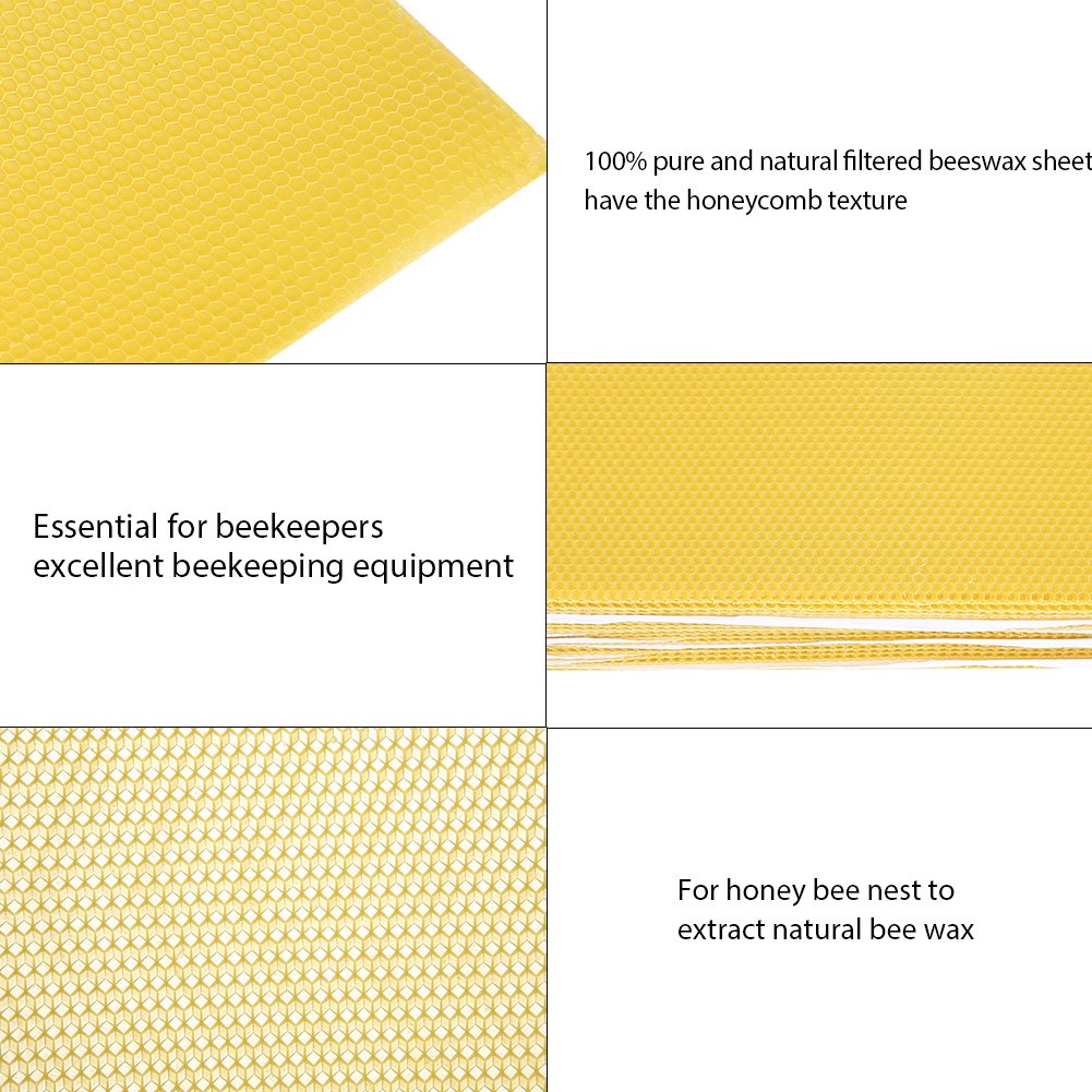 30 Pièces Nid D'abeille Fond de Teint Feuilles de Nid D'abeille de Cire D'abeille Outils D'apiculteur, Cire D'abeille Pure et Filtrée avec Texture en Nid D'abeille pour les