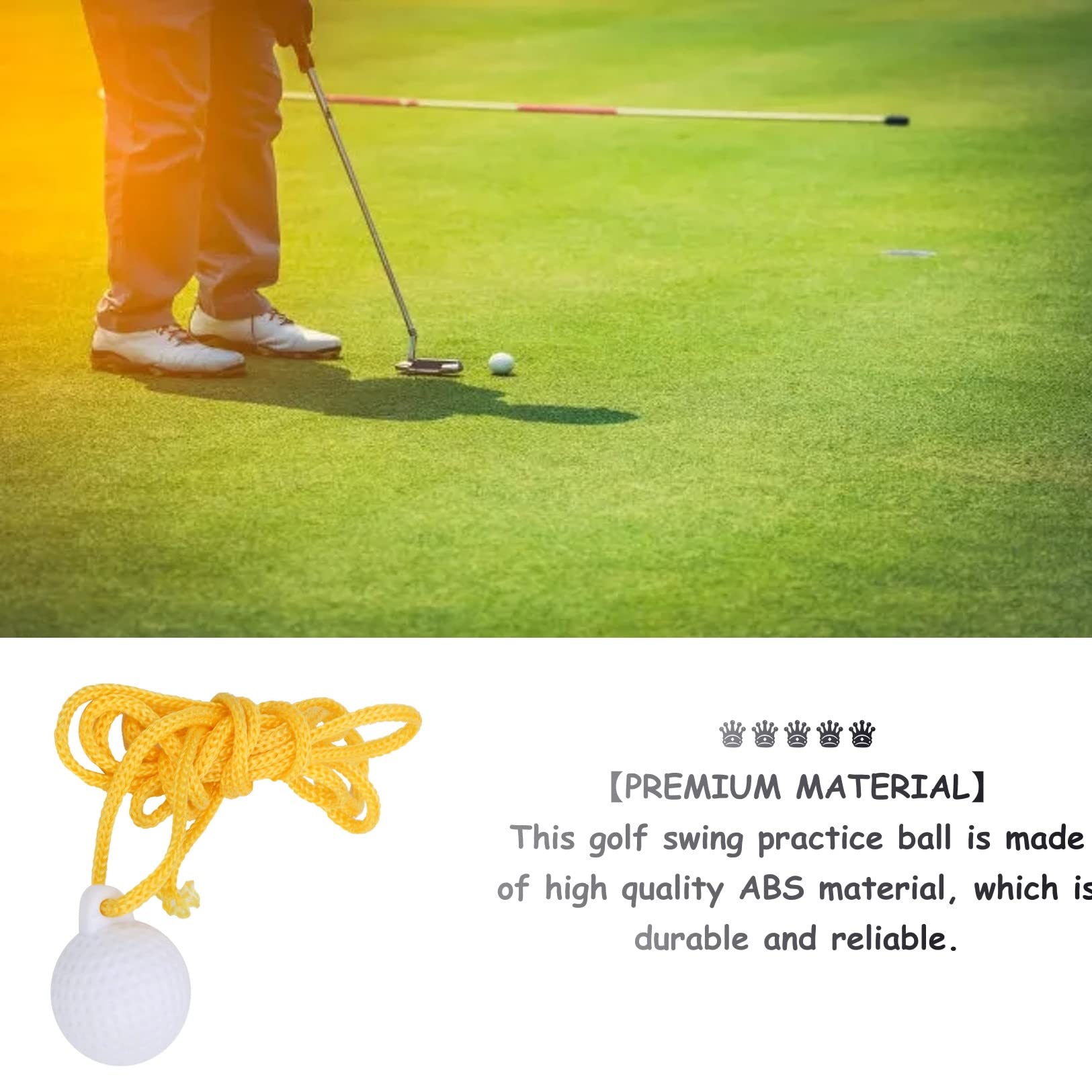 ABS Portable Golf Swing Practice Ball with String, Rope Golf Ball Fly Swing Training Cord Ball, Golf Fly Rope Driving Ball, Golf Training Ball Accessories, Aids Equipment for Beginner Golf Training