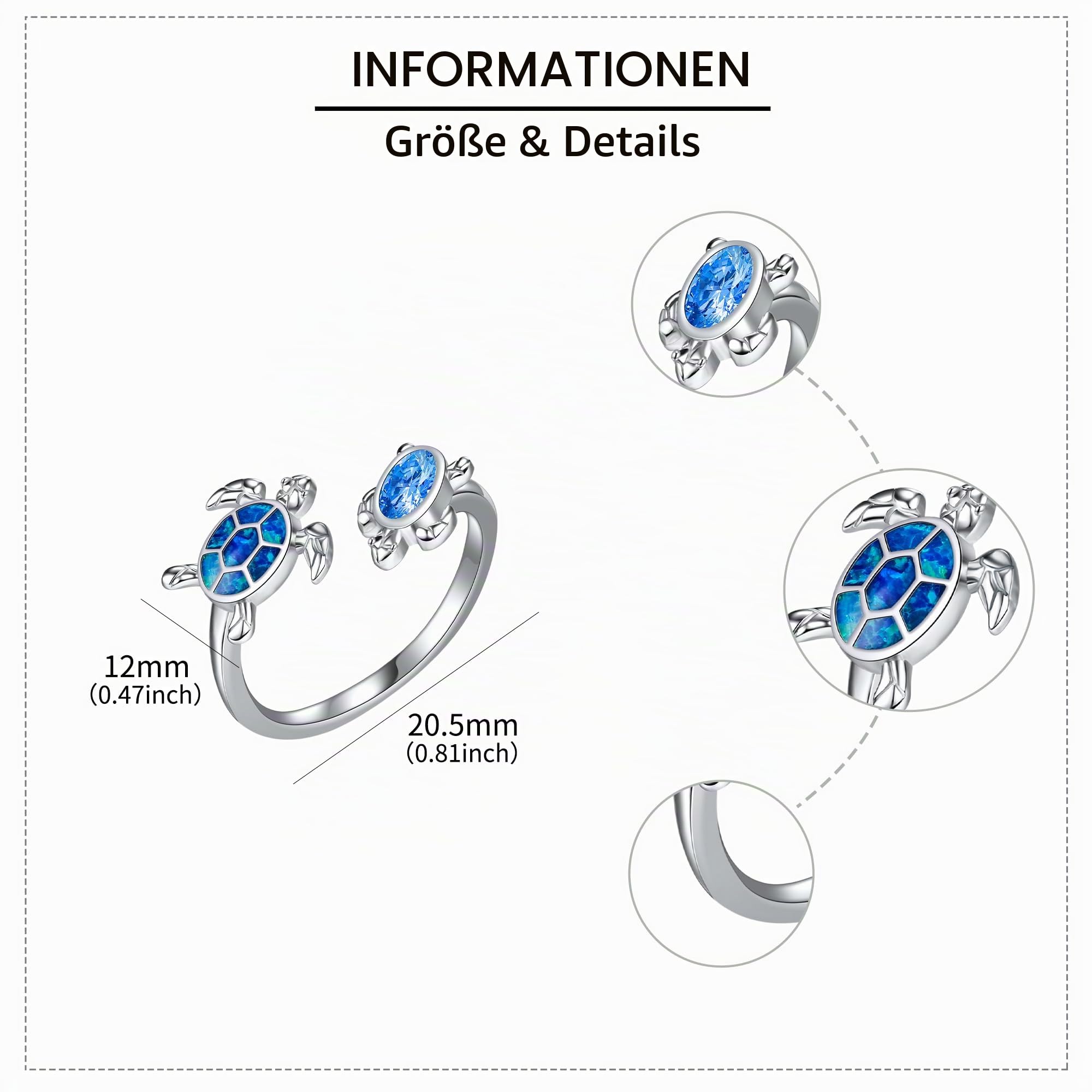 Ozean Ring Sterling Silber 925 Verstellbare Öffnung Hai/Schildkröte/Hammerkopf Ringe Ozean Schmuck Geschenke für Damen Mädchen Männer