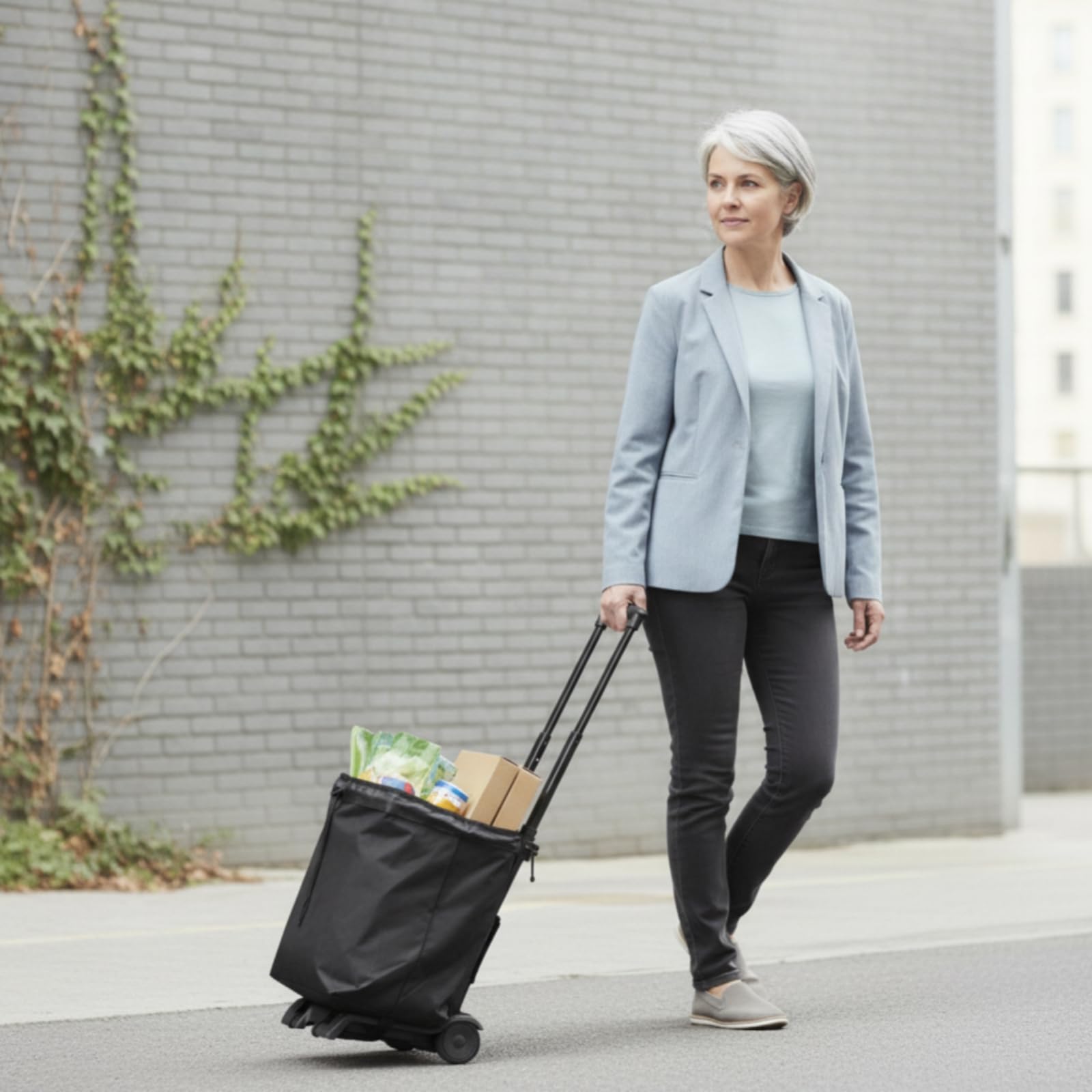 Sharplace Einkaufswagen Klappbar Einkaufsroller Einkaufskarre Transportwagen mit Abnehmbarer Tasche Oxford Wasserdicht Kompakt Zusammenfaltbar Leichtgängig Zwei, with Black Bag