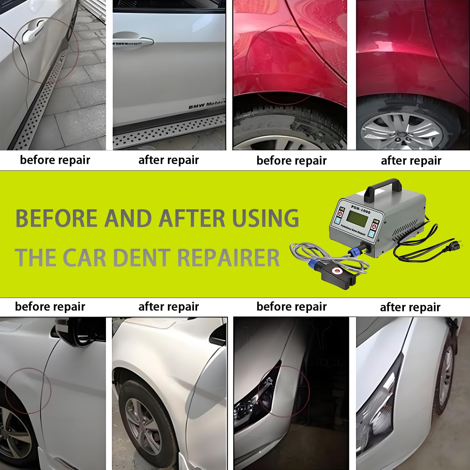 1000W PDR Paintless Dent Removal Tools, zestaw do usuwania wgnieceń lakierniczych, cyfrowy wyświetlacz mocy i czasu, do karoserii samochodowej, motocykla, lodówki