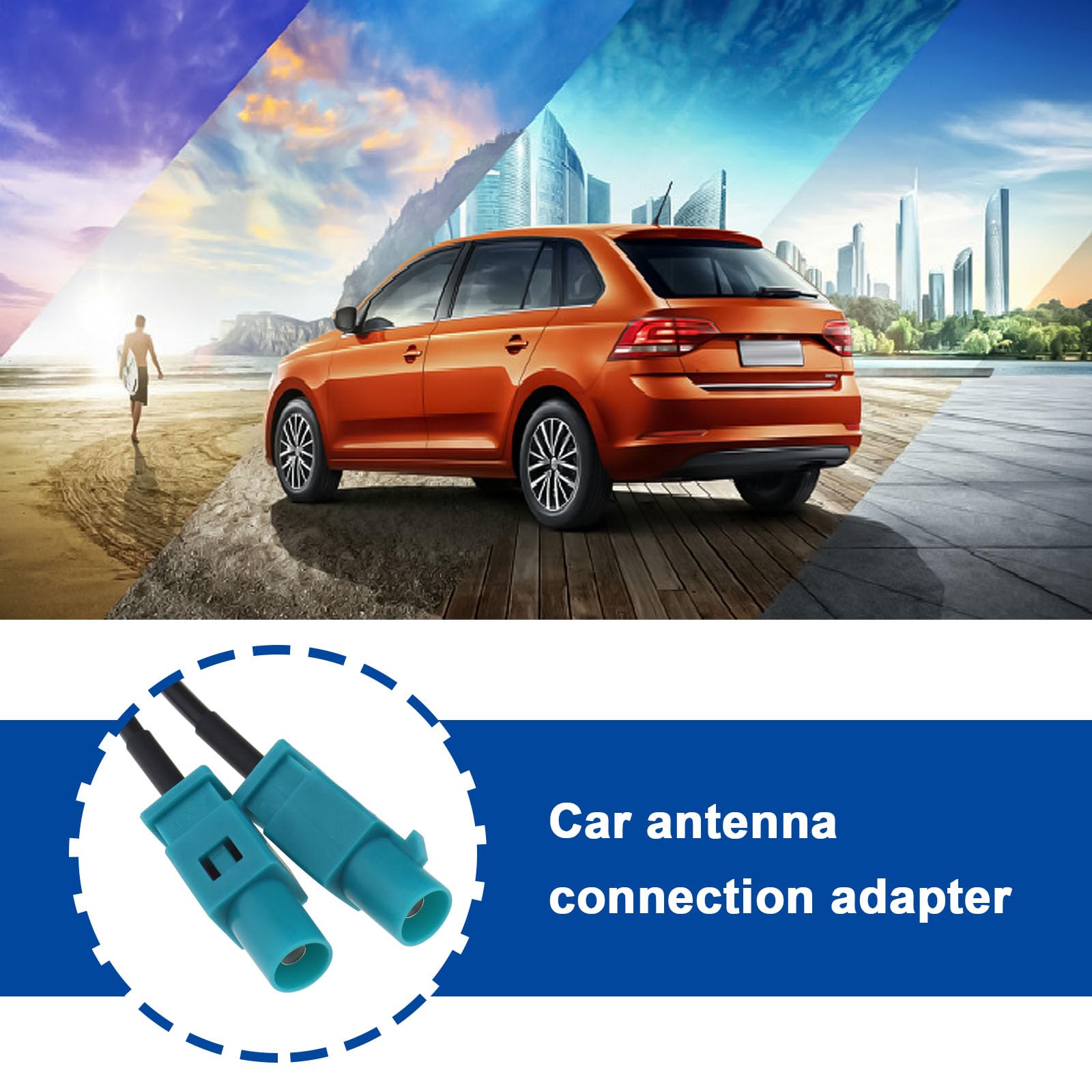 YINETTECH 1PC DAB Splitter Adapter DIN Plug to Dual Fakra Plug Car Radio Antenna Splitter Cable Fakra Plug to DIN Plug Cable RG174 Compatible with Seat - Image 2