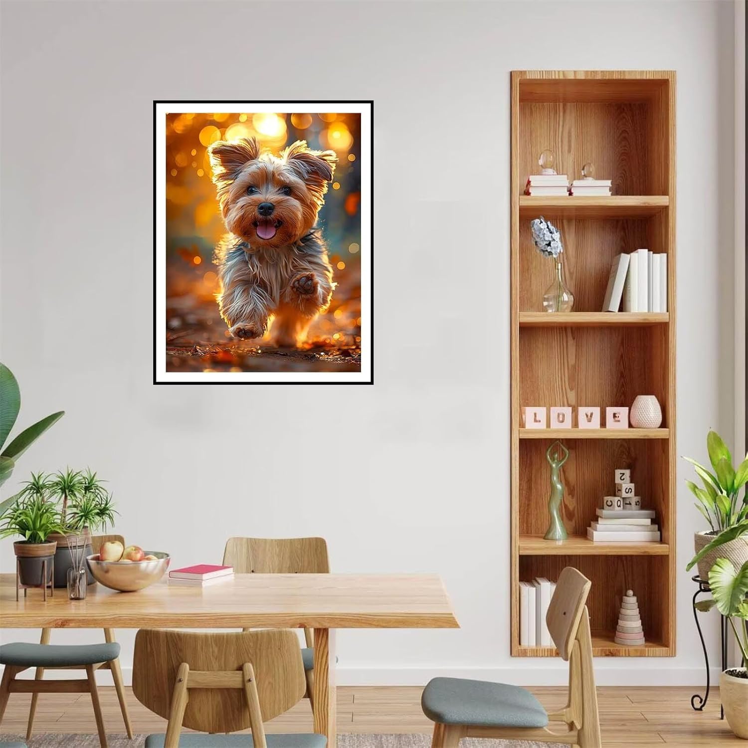 Dog Diamond Art Kits for Adults, Round Full Drill Diamond Painting Kits for Beginners Gem Art Painting Kits, Yorkshire DIY 5D Diamond Dots Painting with Diamond Arts and Crafts for Home Decor 20x28in