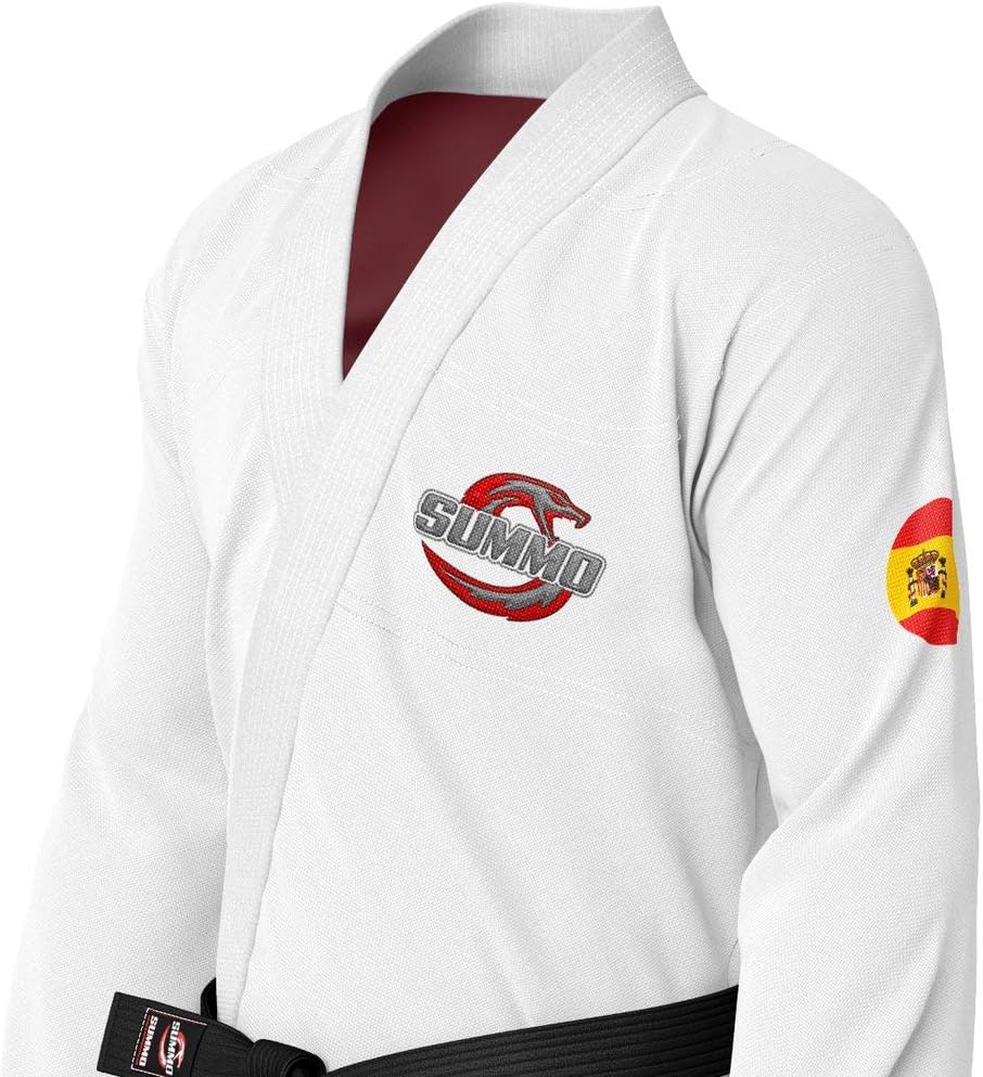 Premium Spanish White Sublimation Brazilian Pearl Weave Jiu Jitsu Gi - Built in Rash Guard - with Rash Guard Lining (BJJ GI)