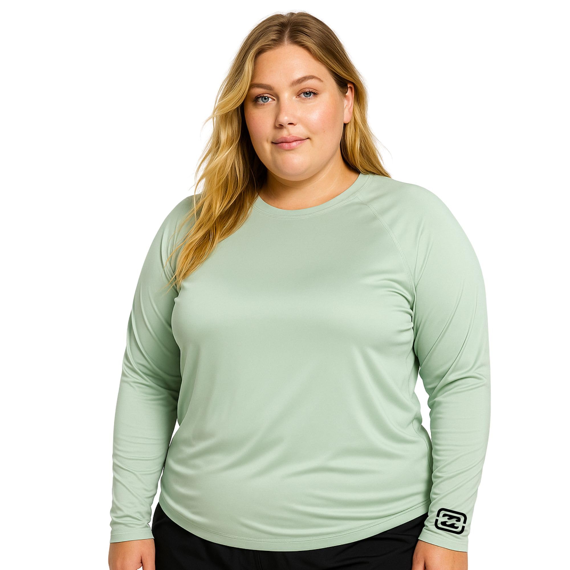 billabong plus size rash guard for women, upf 50+ long & short sleeve swim shirt mint