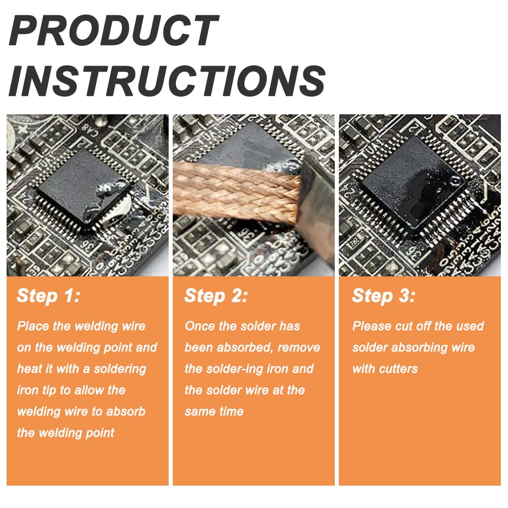 Solder Wick Braid with Flux and Desoldering Sucker, 4mm Width Desoldering Wick with Flux No-Clean Soldering Wick Remover Tool Solder Sucker (2 Pack, 3M/10FT)