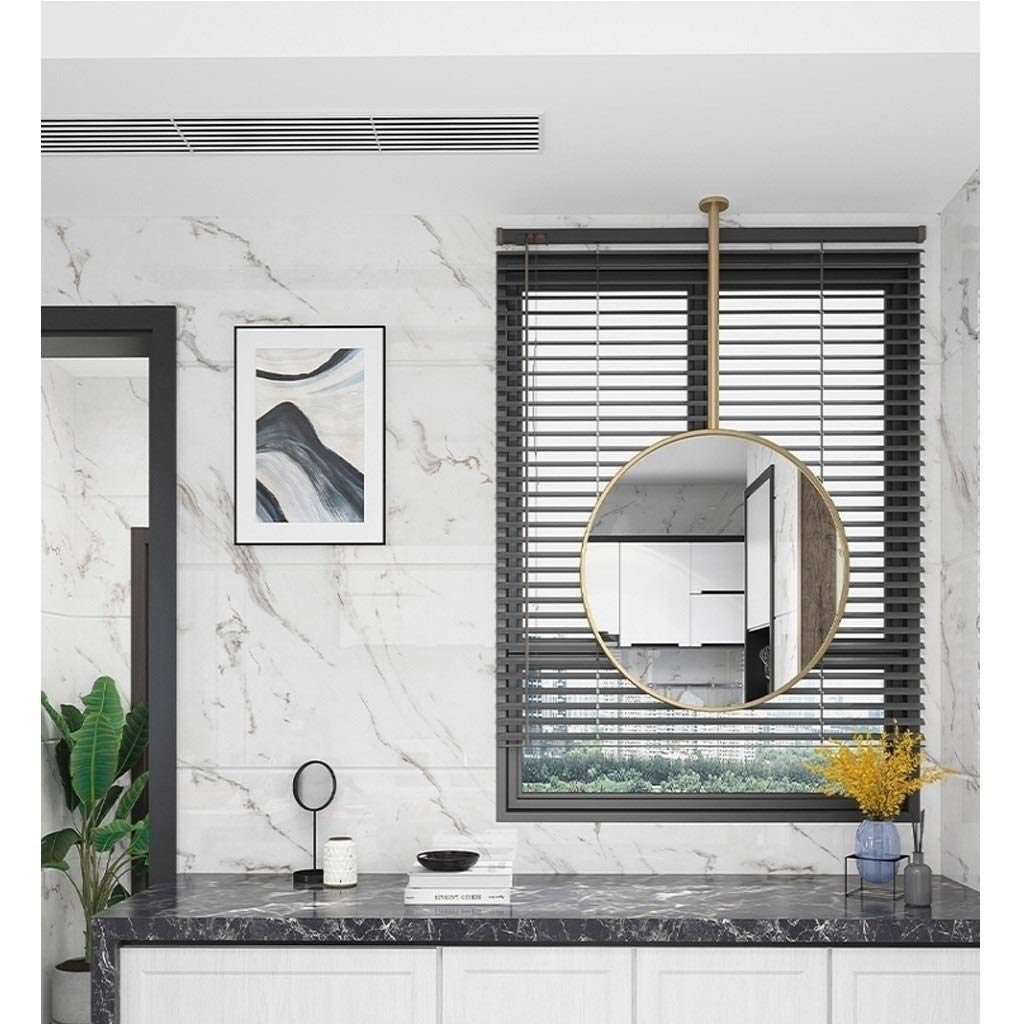 Specchio Espejo redondo de metal para colgar en el techo | Diseño de barra para colgar en entradas, pasillos o baños, espejos grandes, espejo decorativo para el hogar, hoteles o centros comercial