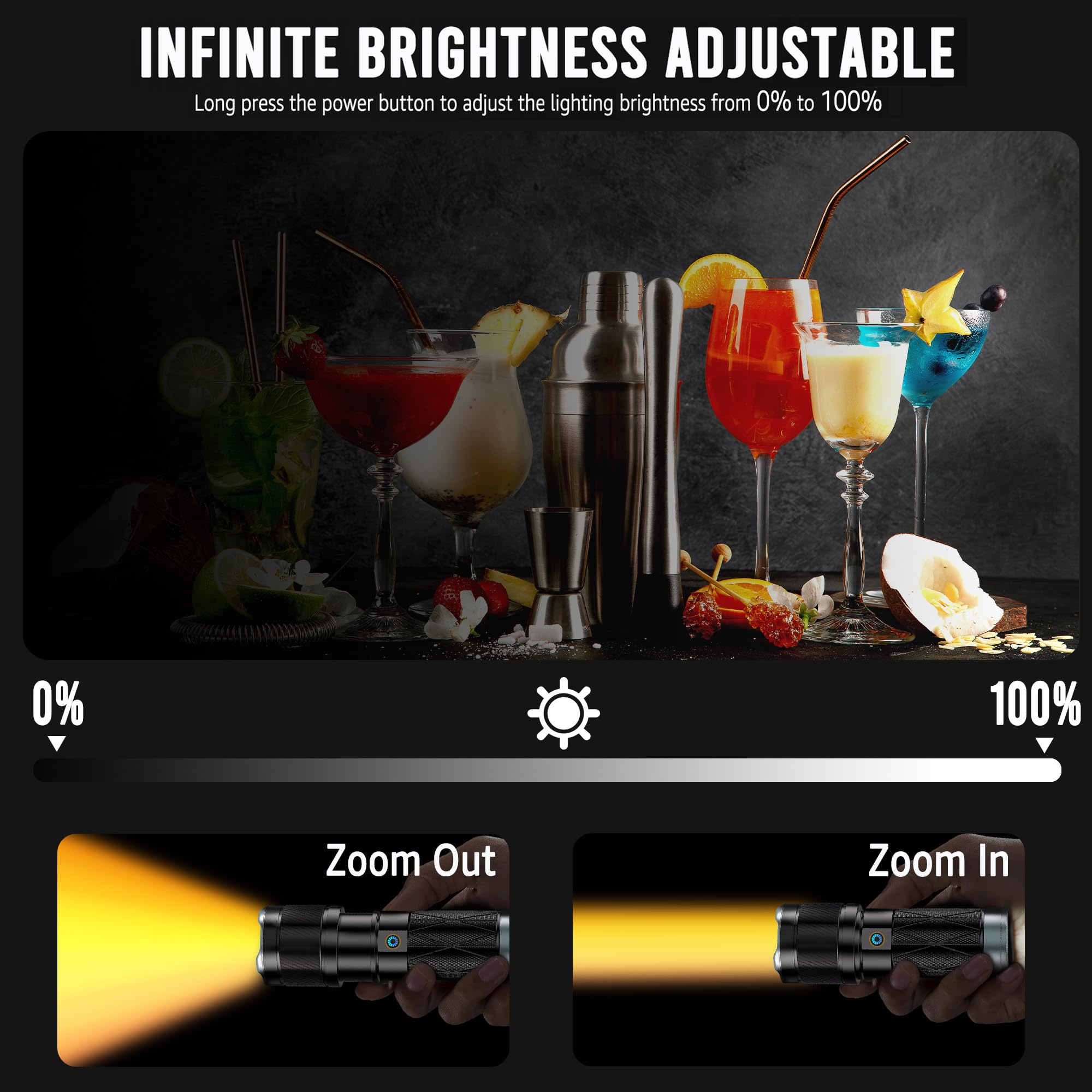 NiceVeedi Kit de iluminación de fotografía de mano de 4 colores con 15 filtros GOBO y trípode, linterna de fotografía recargable de 6000 mAh con difusión, iluminación con zoom para grabación de