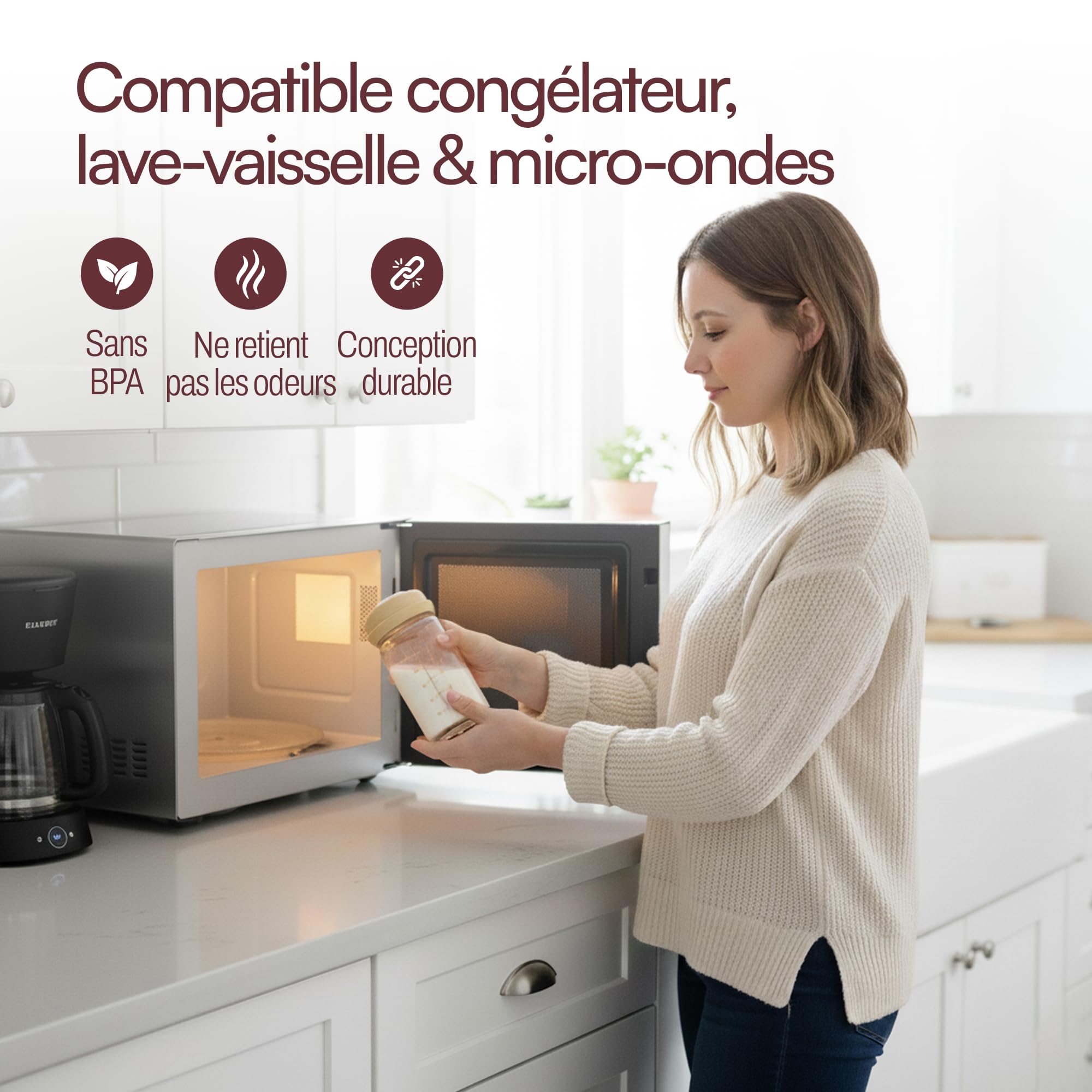 4 biberon in vetro da 180 ml per latte materno – senza BPA – compatibili al 99% tettarelle – lavastoviglie, frigorifero, congelatore e forno a microonde