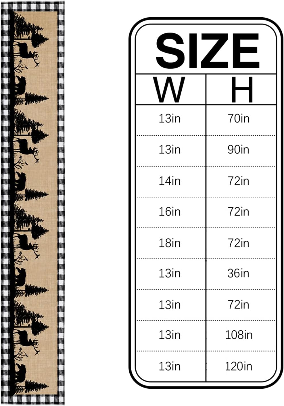 Dining Table Runner Dresser Scarves, Christmas Animal Moose Elk Xmas Tree Table Runners 120 inches Long,Non-Slip Washable Coffee Table Runners for Wedding Party Holiday Dinner Table Decoration