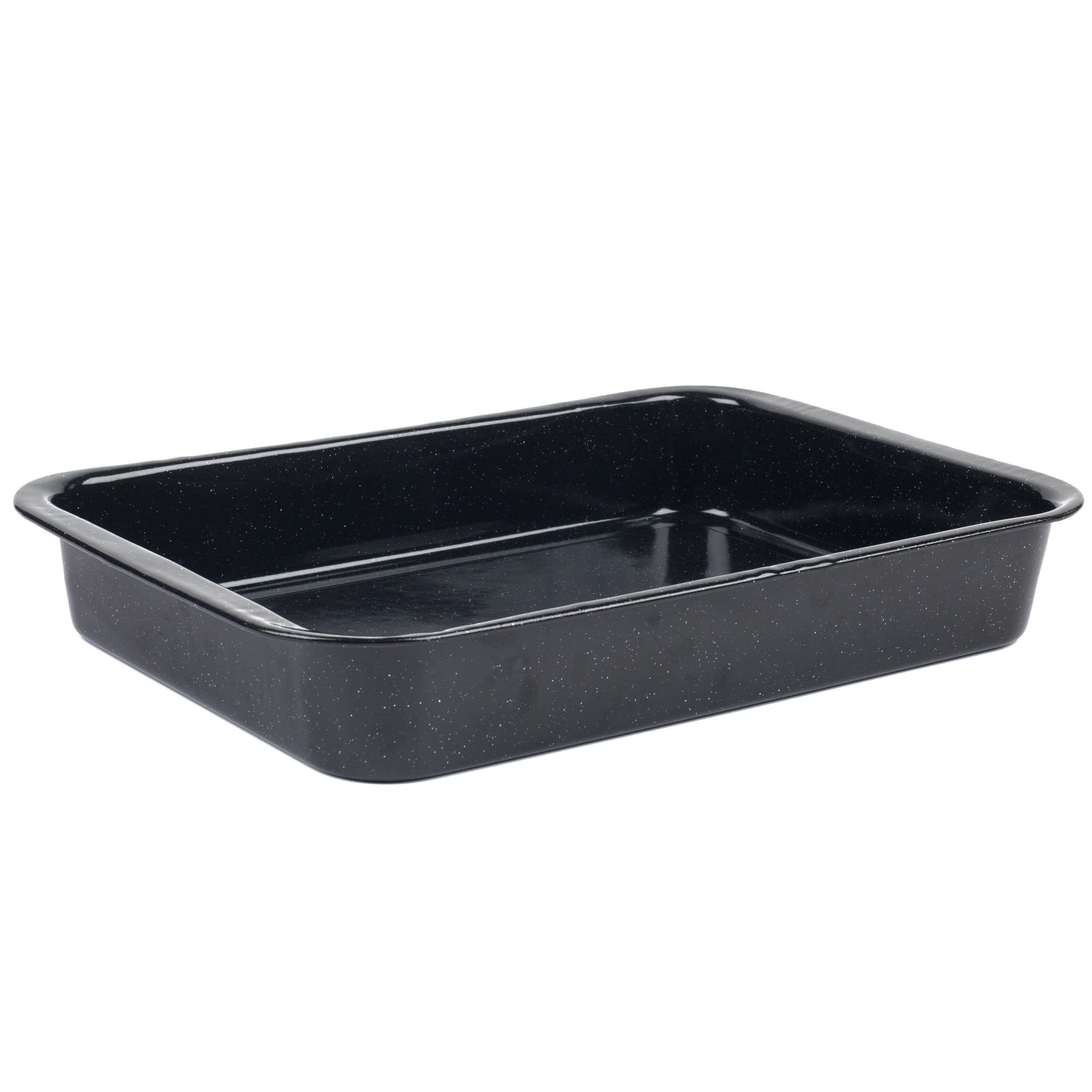 Russell Hobbs CW12611 Romano Vitreous Durable Enamel Roaster, 36 cm, Black, Dishwasher Safe, Rectangular Roasting Tin for Vegetables and Meat, Oven Safe Up To 230 Degrees, 36 x 25 x 4 cm