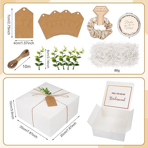 Miniatura 4 de 53Pcs Bridesmaid Proposal Box Set of 4 Wedding Gifts for Maid of Honor Jewelry Box Set,Scrunchies Hair Claw Clip Knotted Bracelets,Maid of Honor