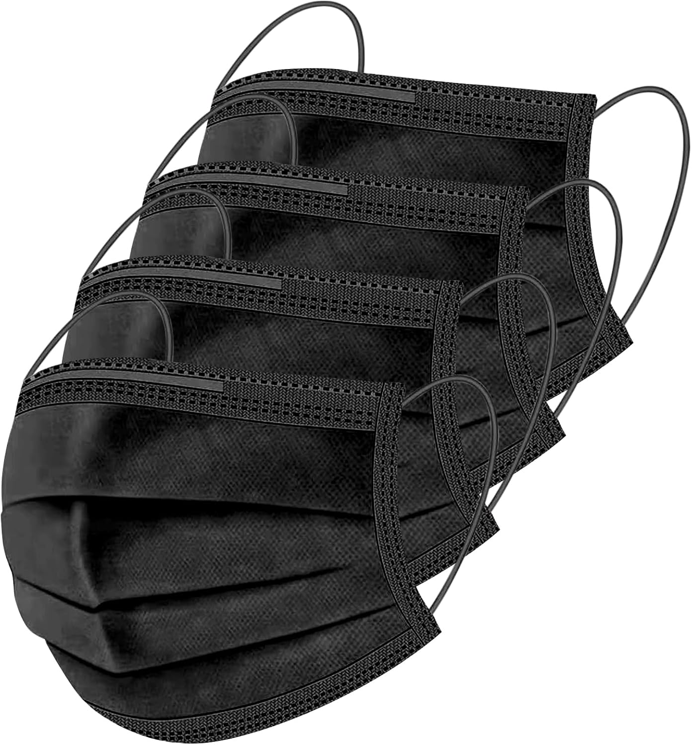 ZIYE 100/500 Pcs Disposable Face Masks, Breathable Mask 3 Layer with Nose Clip Elastic Earloop（Multicolor/Black）