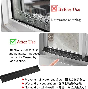 Rain Drip Edge Flashing Black, Door and Window Rain Guards House, Self-Adhesive Outdoor Over Door and Window Drip Cap, Stop Rainwater Backflow(1m(3.3ft),4.5cm)